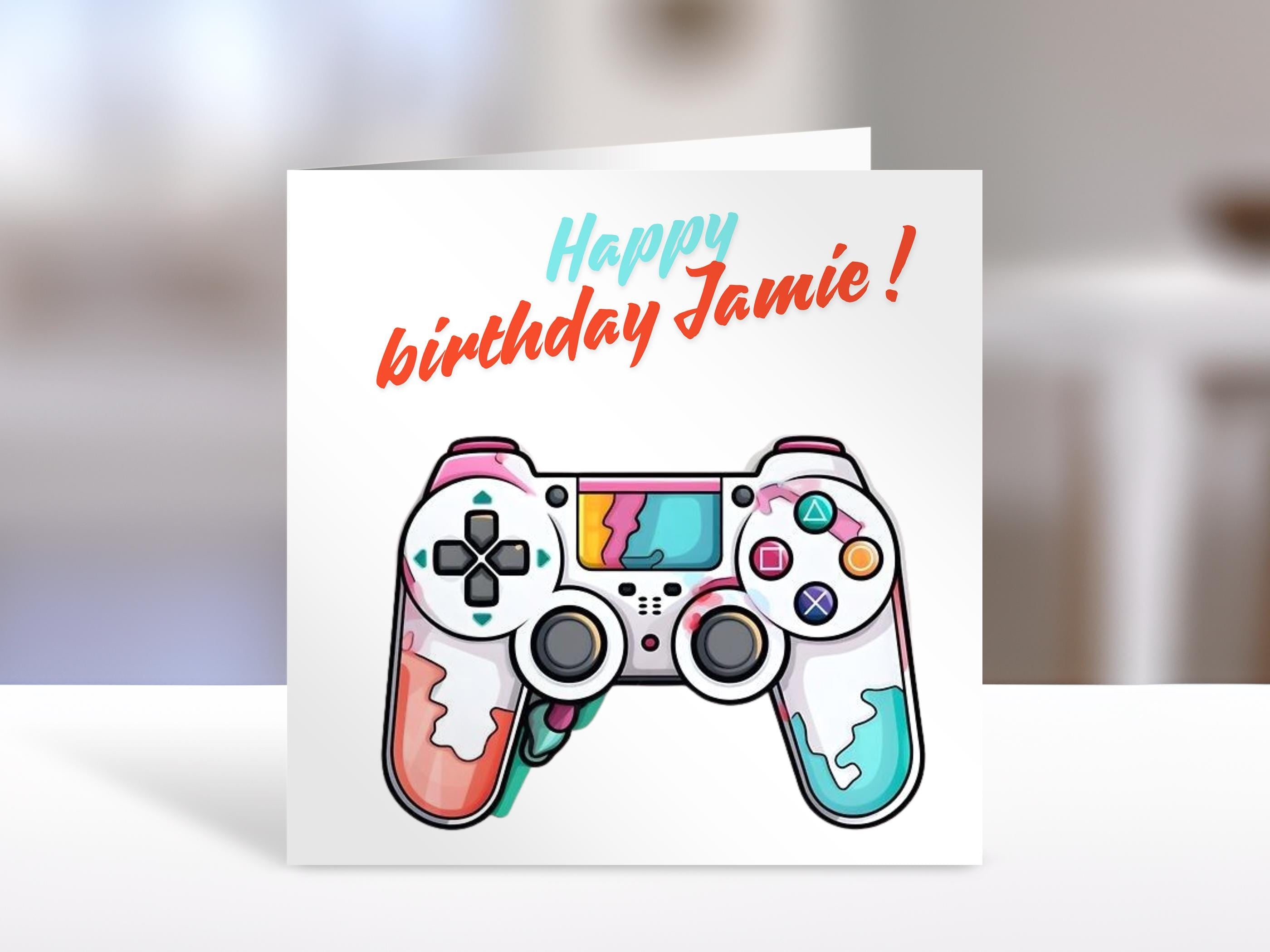 Personalised birthday card, gaming controller greeting Cards | birthday card for friend, sister, niece, brother, nephew, bestie or family