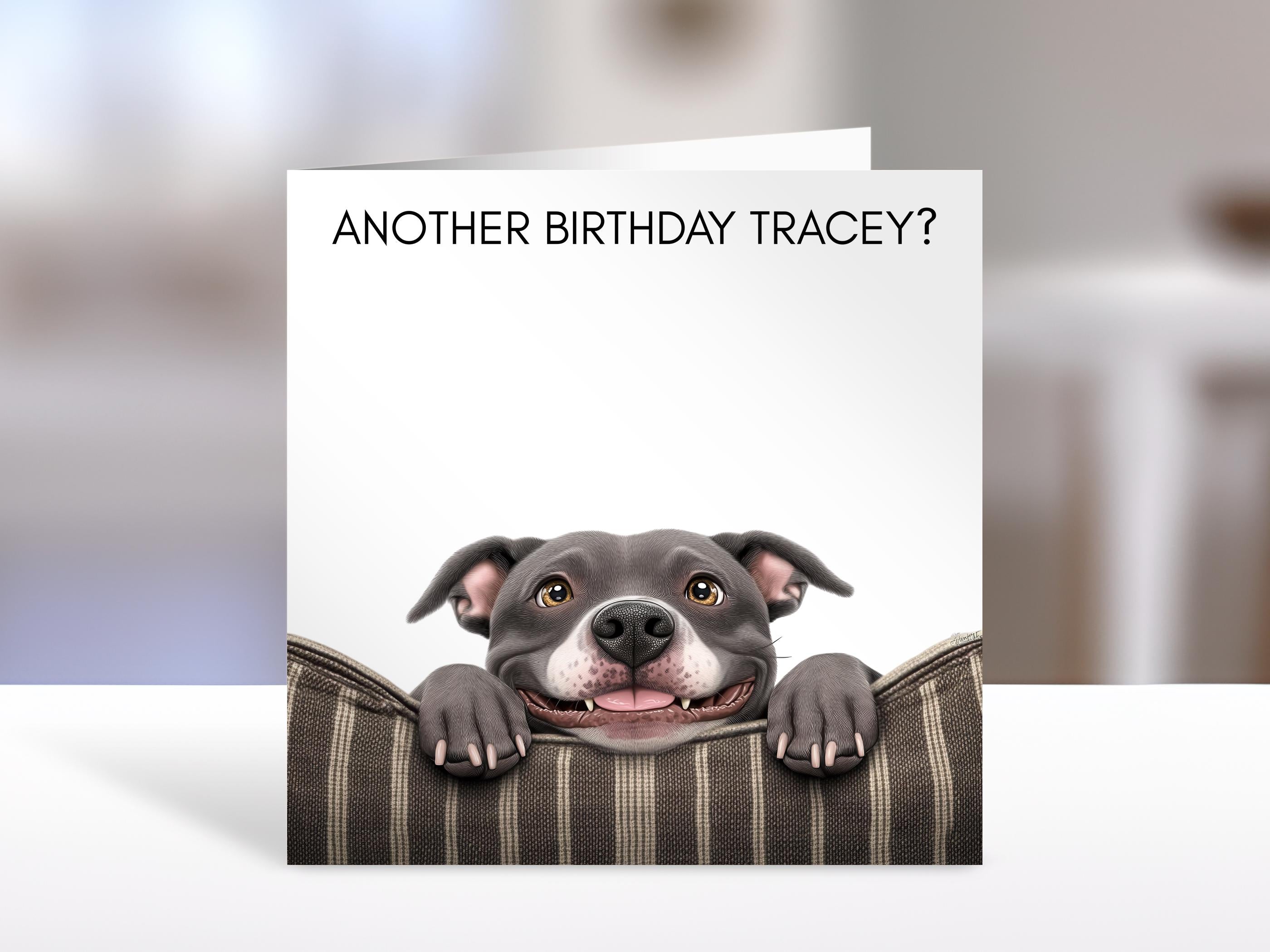 Staffordshire terrier Birthday card | humorous greeting Cards | personalised card for friends, family, dog lovers