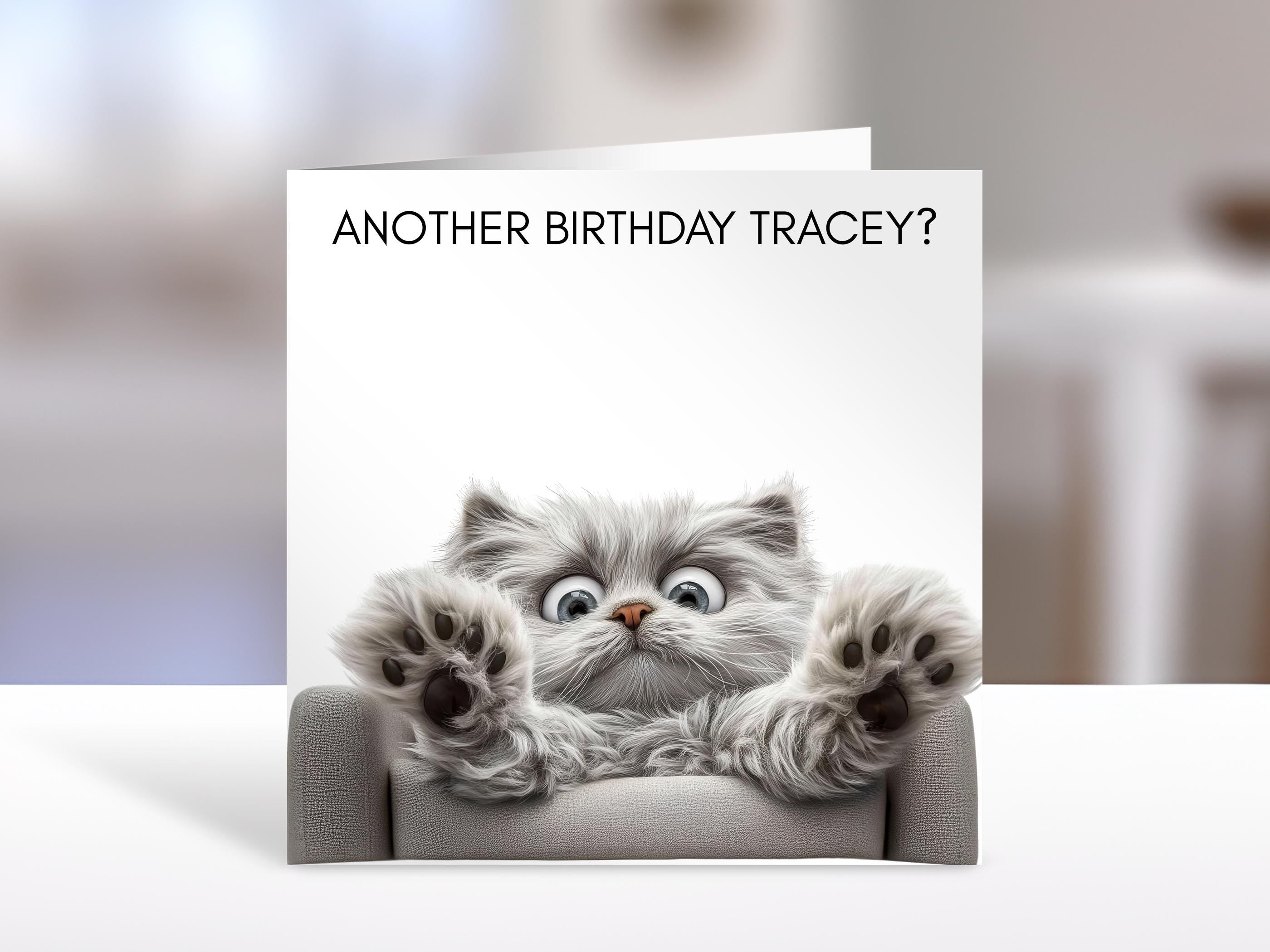 Cat Birthday card | humorous greeting Cards | personalised card for friends, family, cat lovers