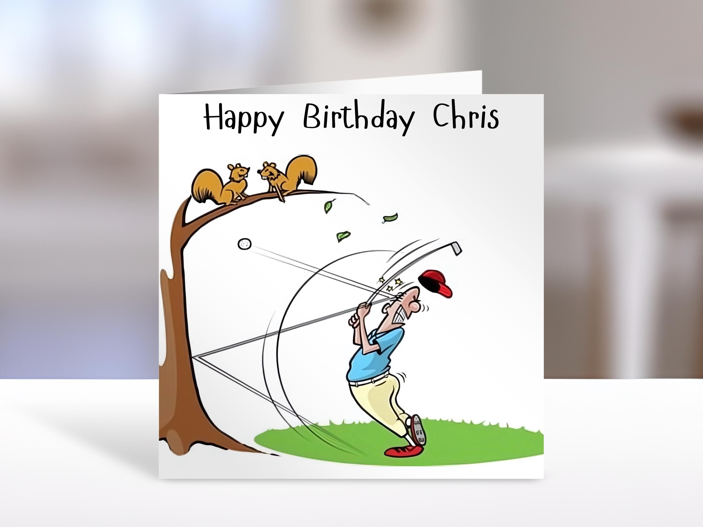 Personalised Golf Birthday Card with Tree Trouble Humorous Design | Customisable Family Gift | Male Golfer | Funny Golf Cards