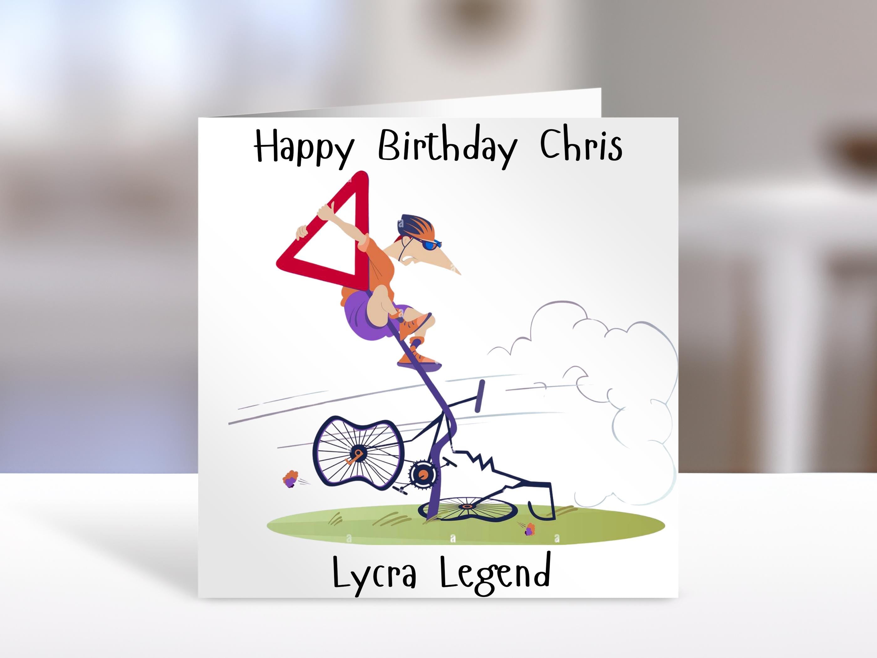 Personalised cyclist Birthday Card , lycra legend Humorous Design | Customisable Family Gift | Funny cyclist Cards