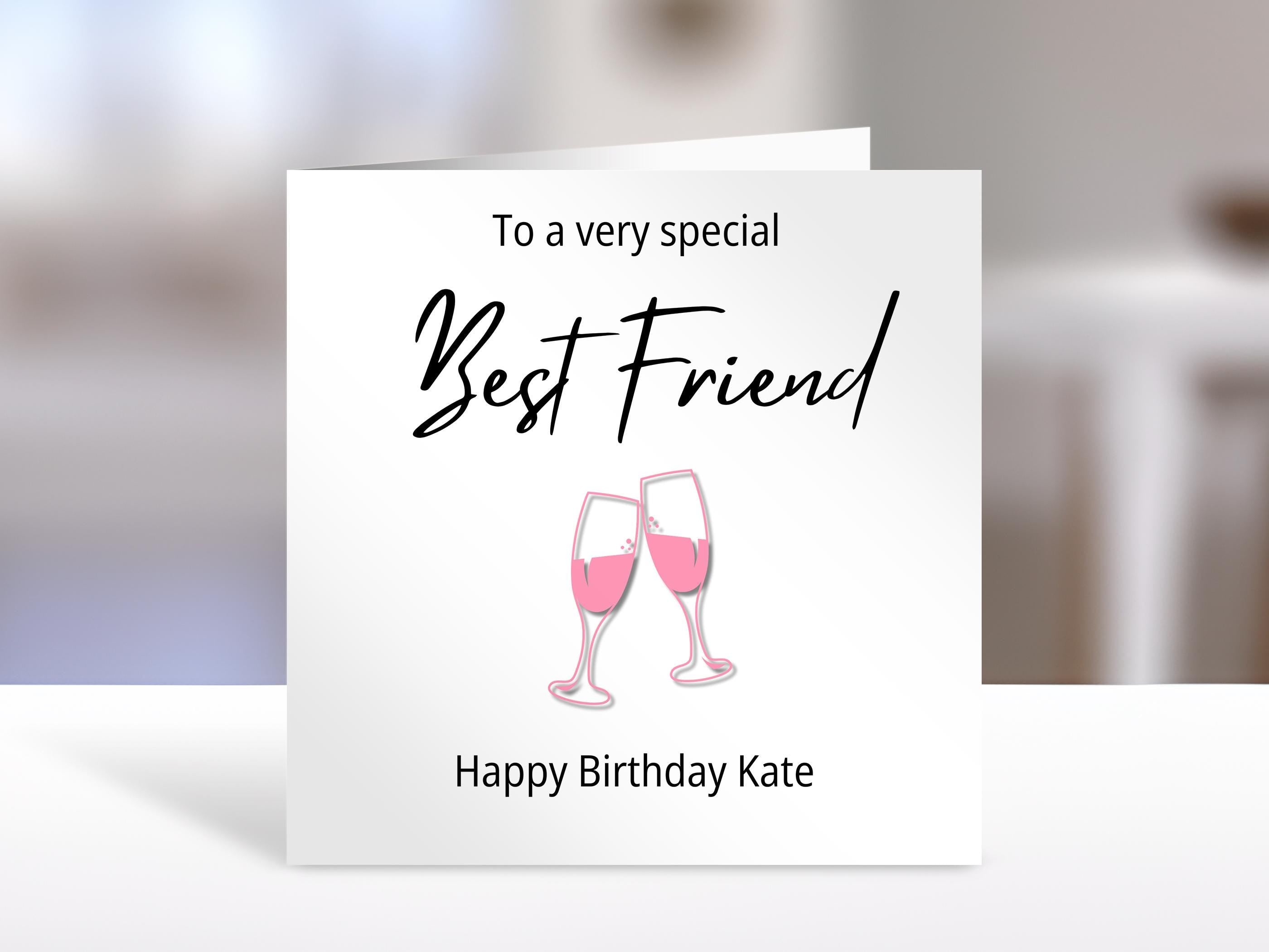 Best Friend Personalised birthday card, wine glass design | greeting Cards | birthday card for friend, sister, niece, nephew, bestie.
