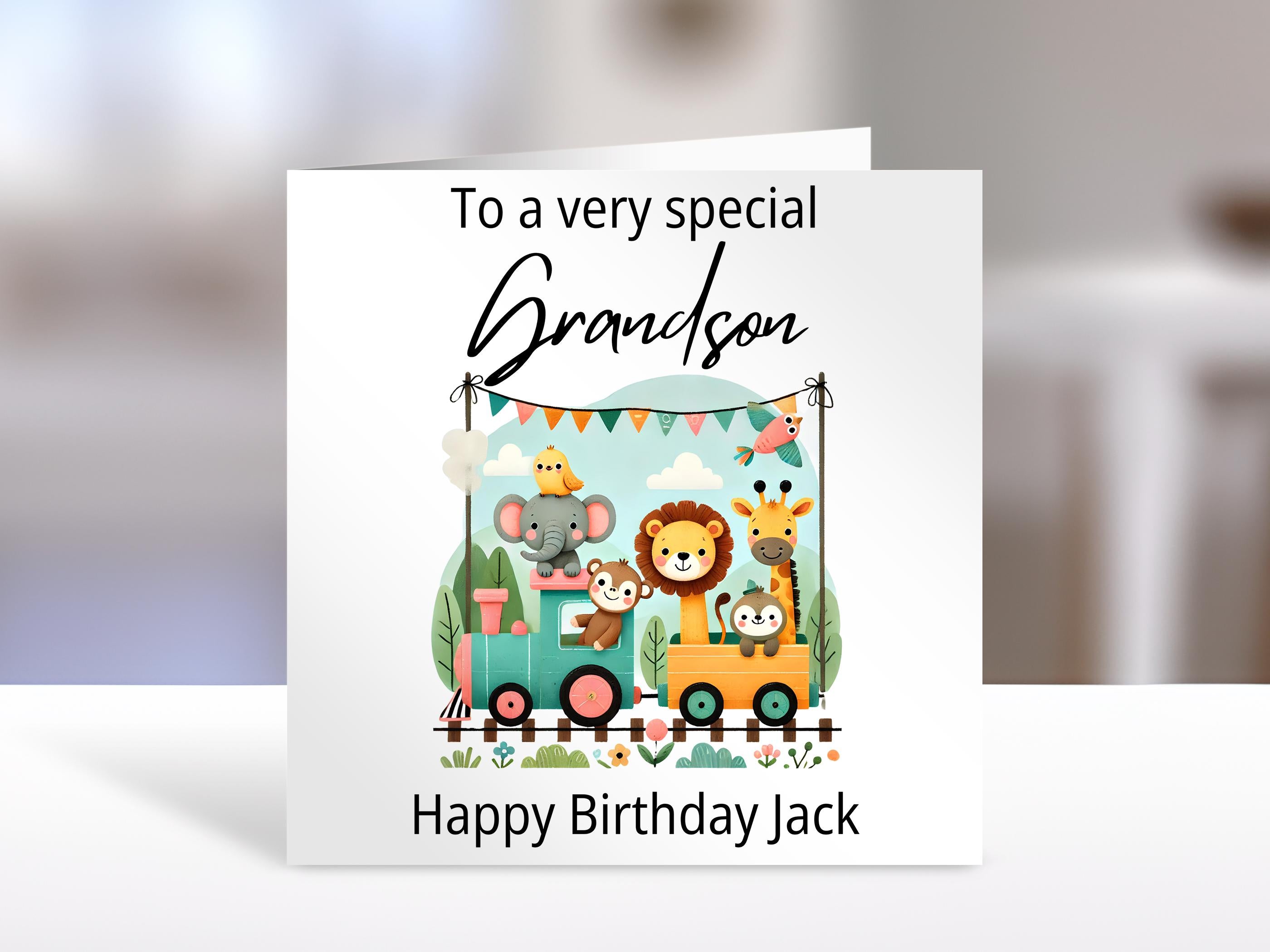 Grandson birthday card, jungle design | personalised grandson Gift | greeting Cards | birthday card for grandson