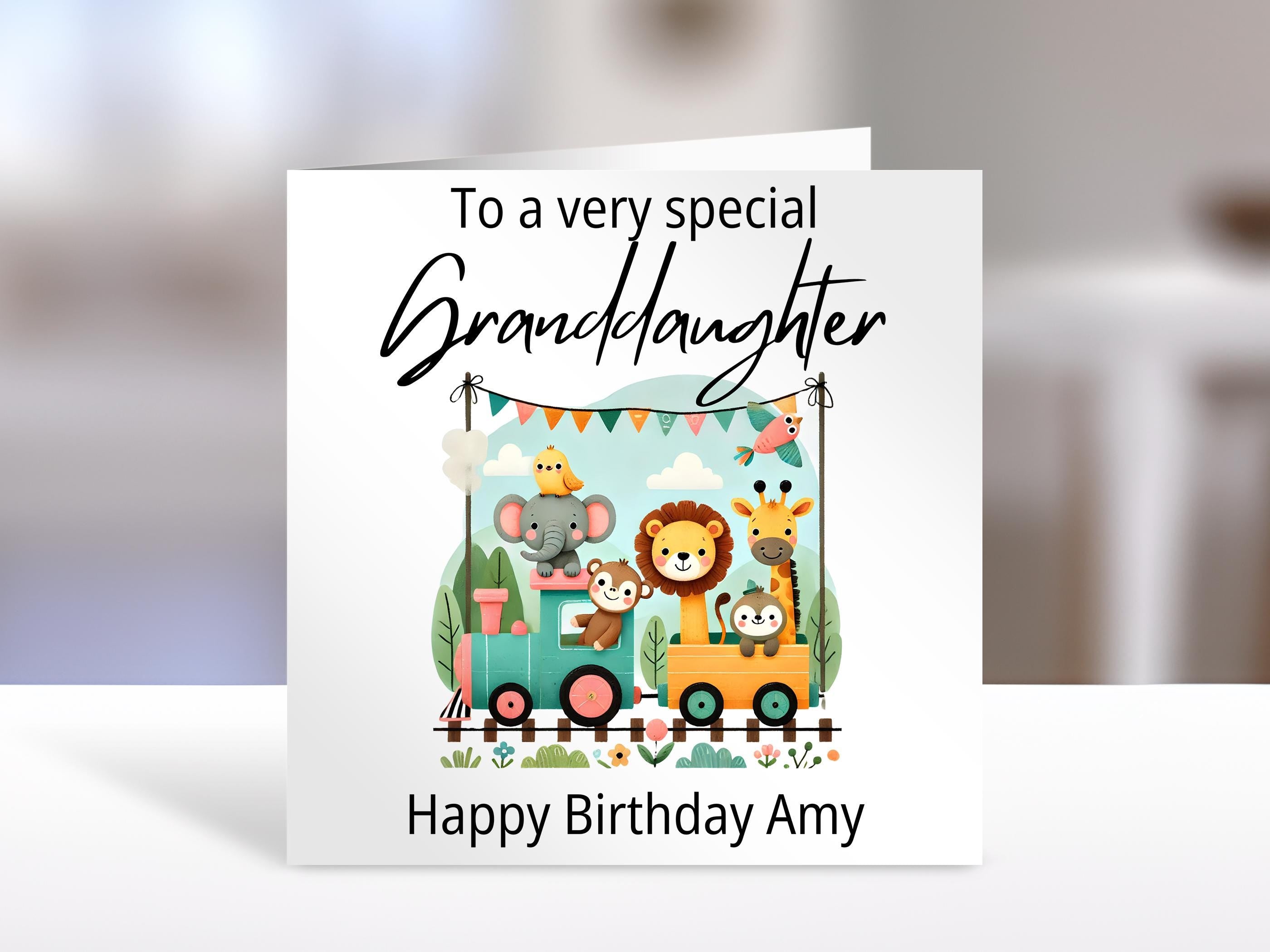 Granddaughter birthday card, jungle design | personalised granddaughter Gift | greeting Cards | birthday card for granddaughter