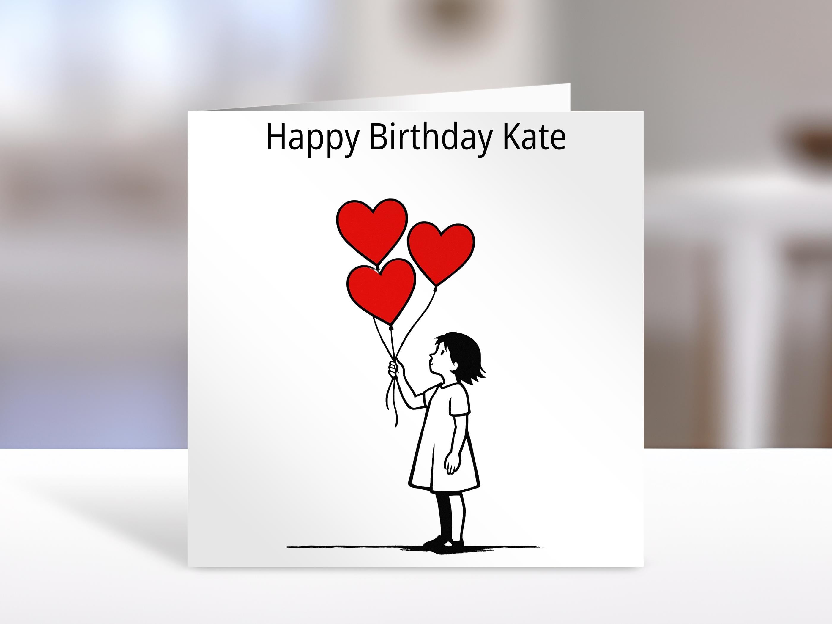 Friend Personalised birthday card, red hearts design | greeting Cards | birthday card for friend, sister, niece, Aunty