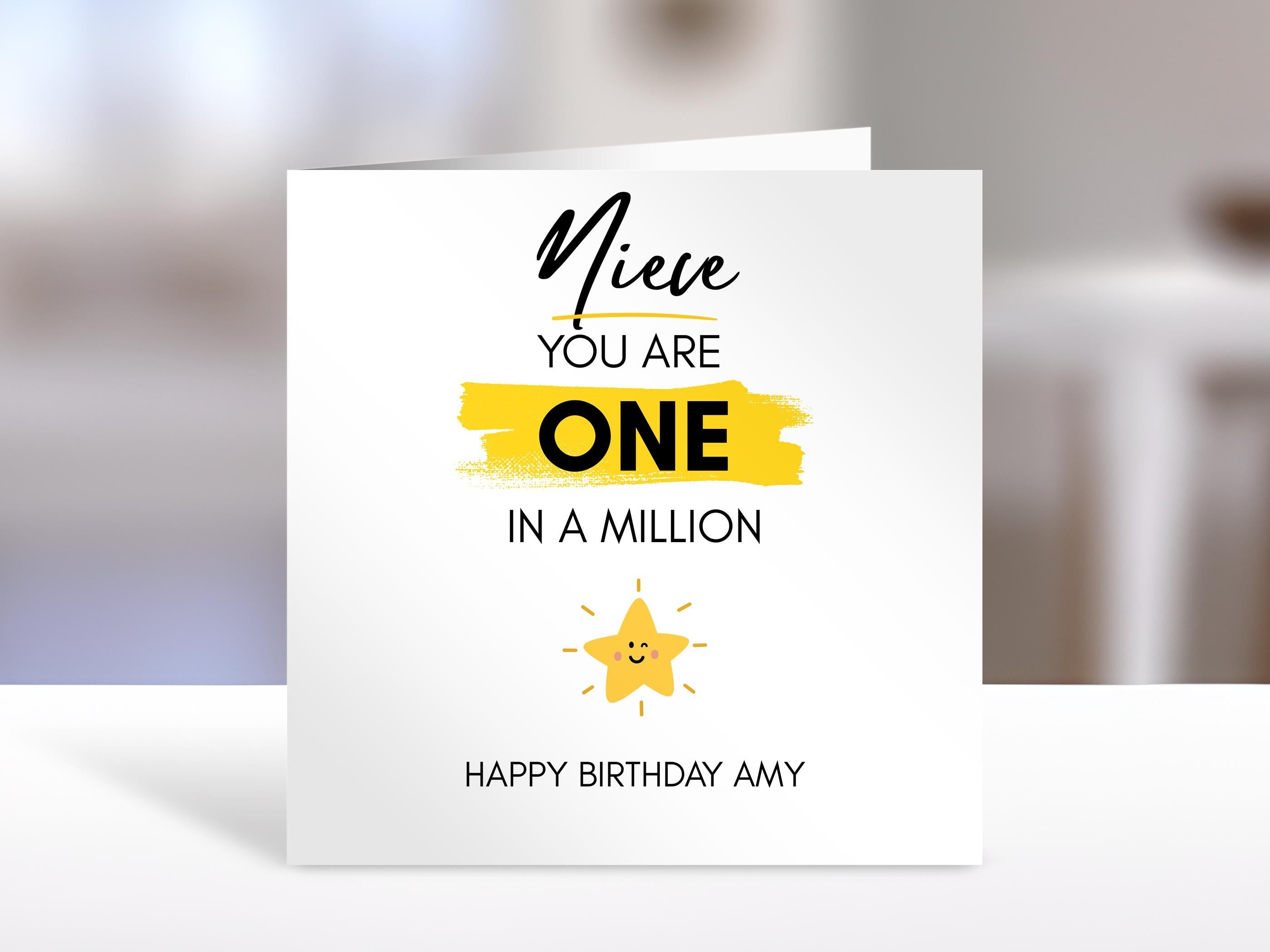 Personalised Niece birthday card, one in a million design | niece Gift | greeting Cards | birthday card for Niece