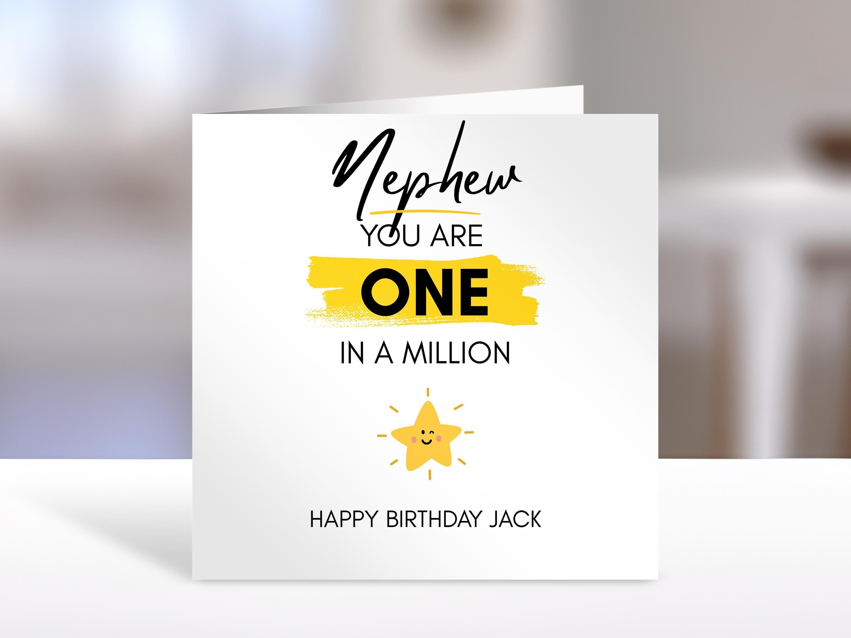 Nephew birthday card, one in a million, personalised | nephew Gift | greeting Cards | birthday card for Nephew