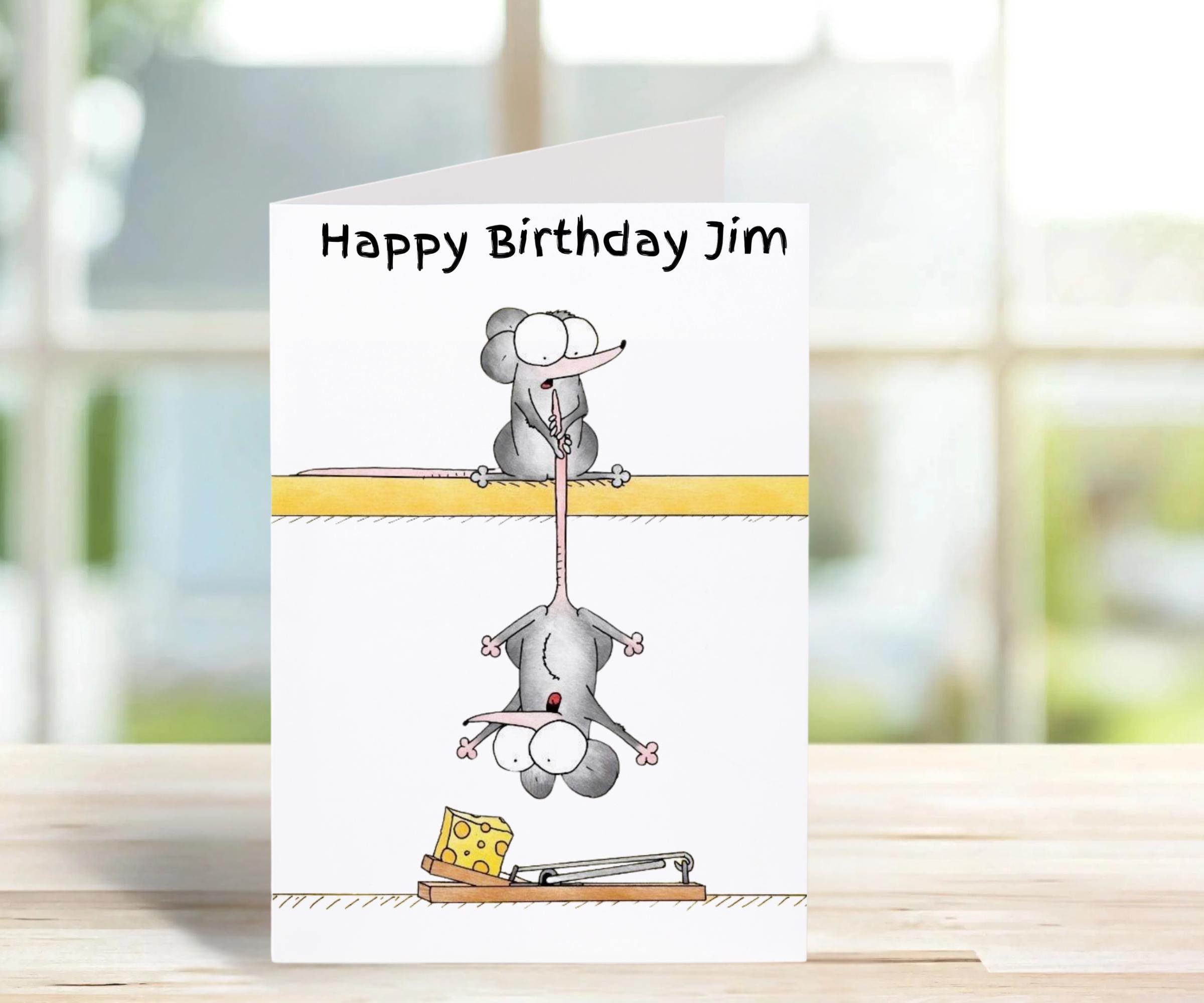 Birthday Card Mouse Mission Impossible Design, Personalised Cute Greeting Card, Humorous Birthday Gift Idea for Friends