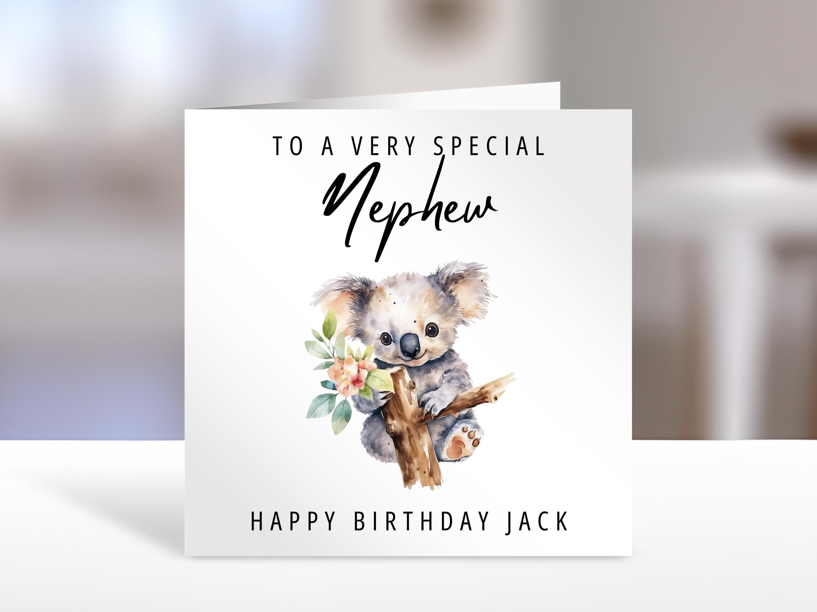 Personalised Nephew birthday card, koala