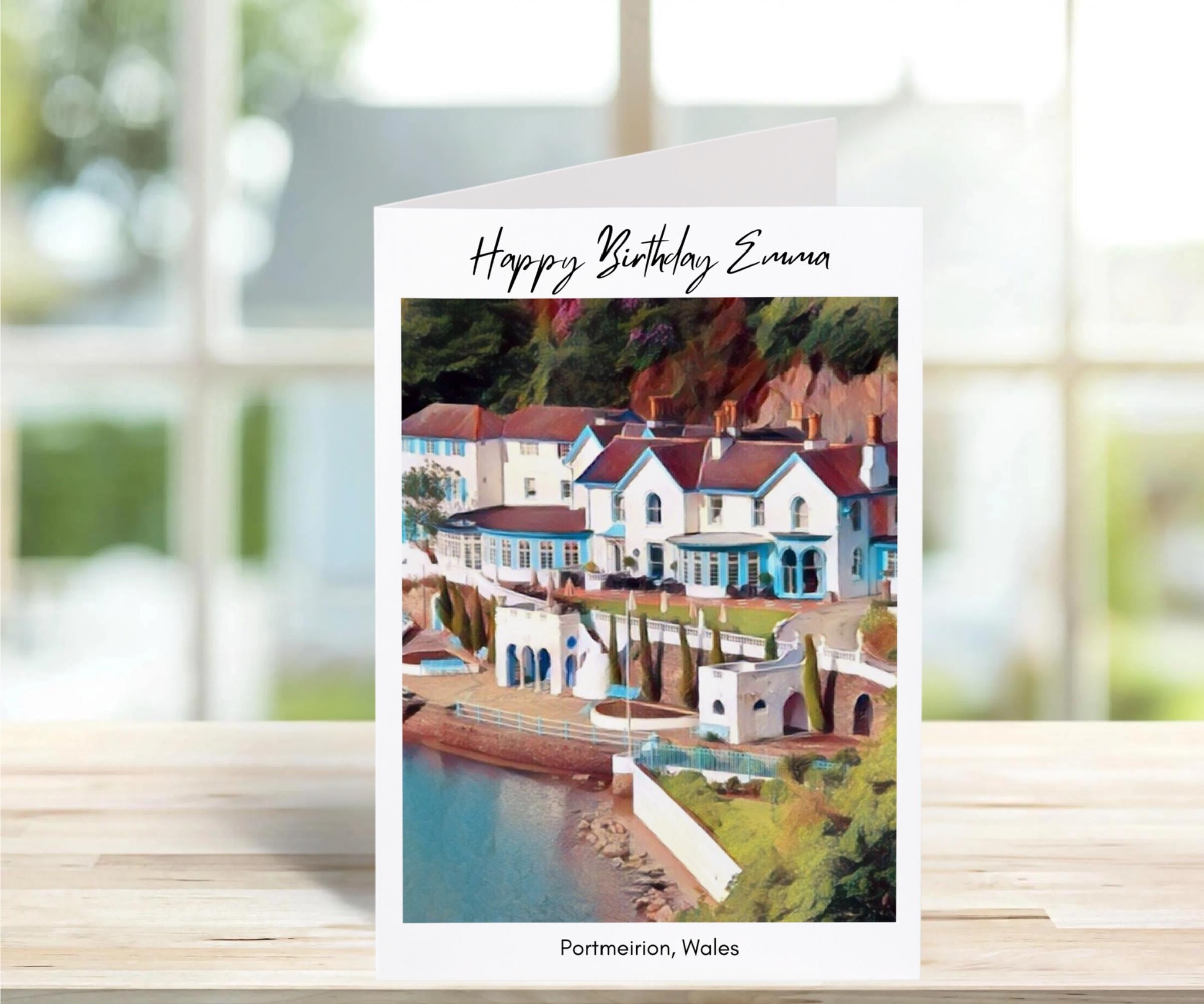 Portmeirion Birthday Card -Traditional, sketch | Greeting Cards | Birthday Gift Idea for friends, town and city card, Wales