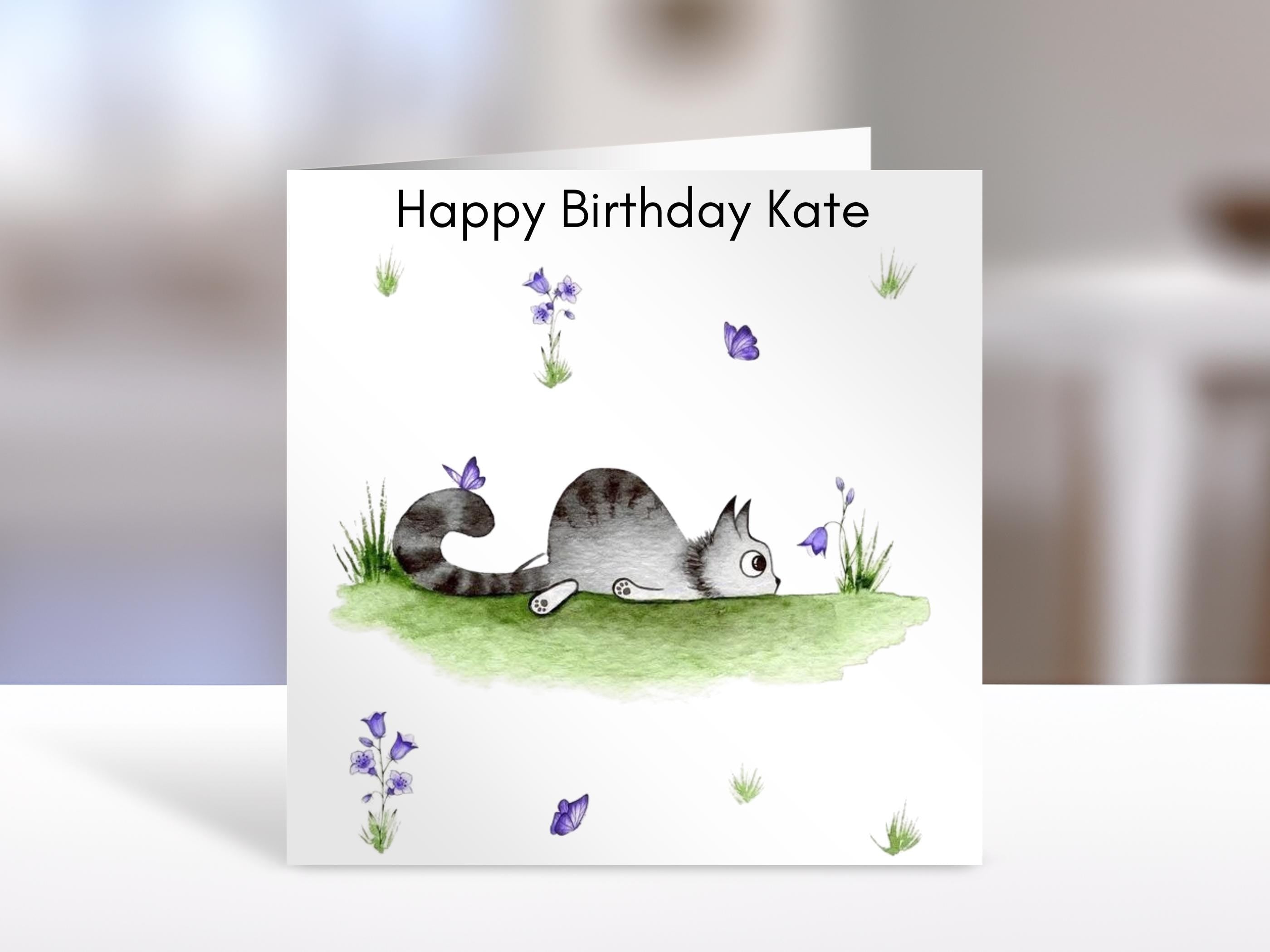 Personalised Cat Nap Birthday Card for Friend, Sister, Niece, Nephew & Bestie – Cute Animal Greeting Card for Family