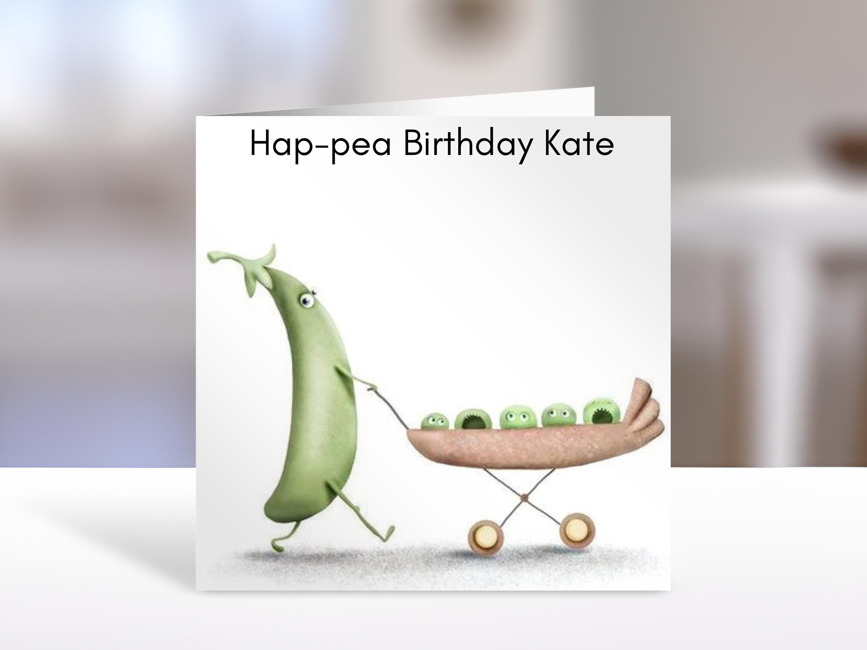 Personalised birthday card, Peas in pram | greeting Cards | birthday card for friend, sister, niece, nephew, bestie or family