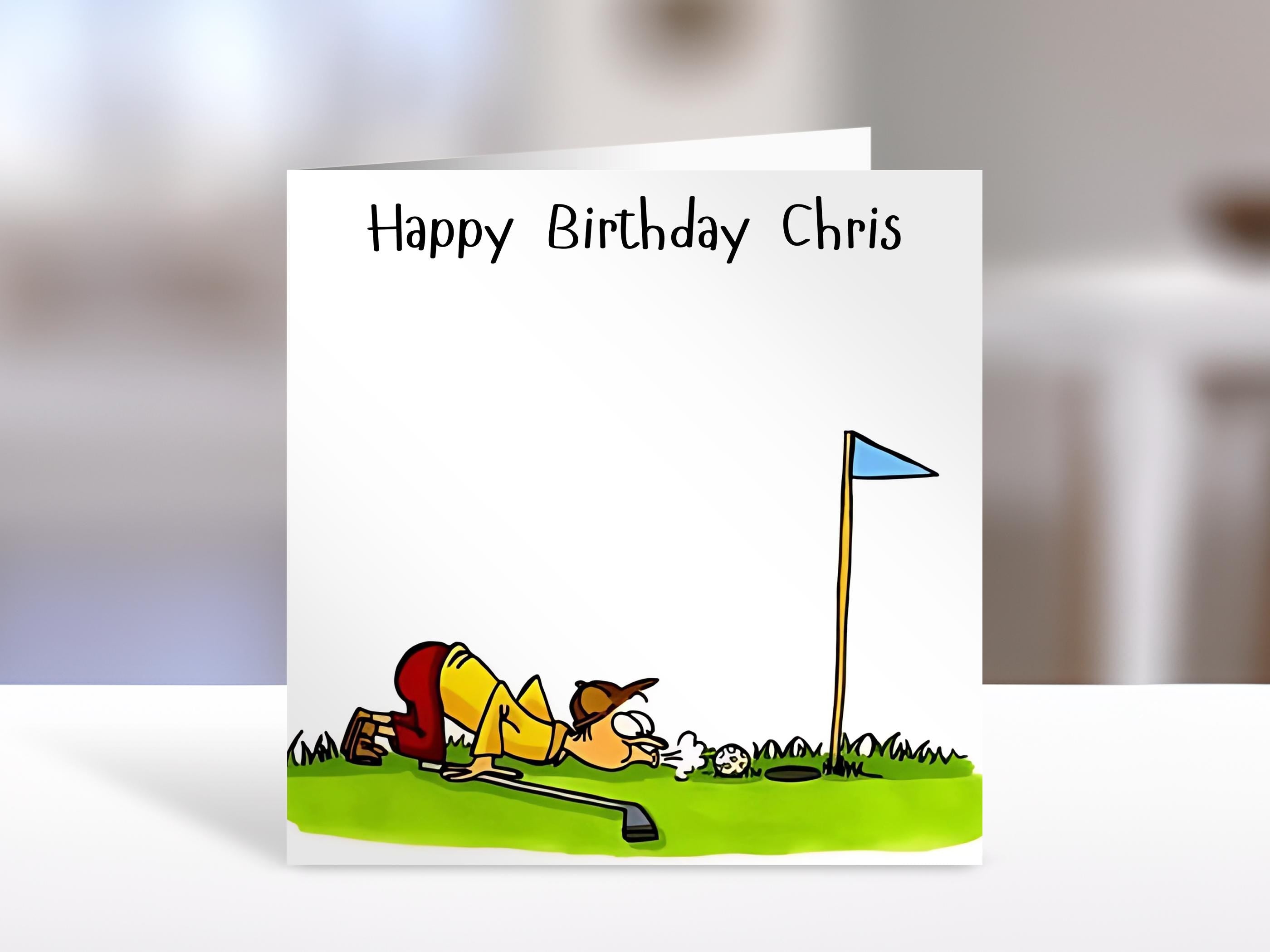 Golf birthday card, blow the ball | Home Gift | golf Cards | Personalised Family Gift | male golfer | humorous cards