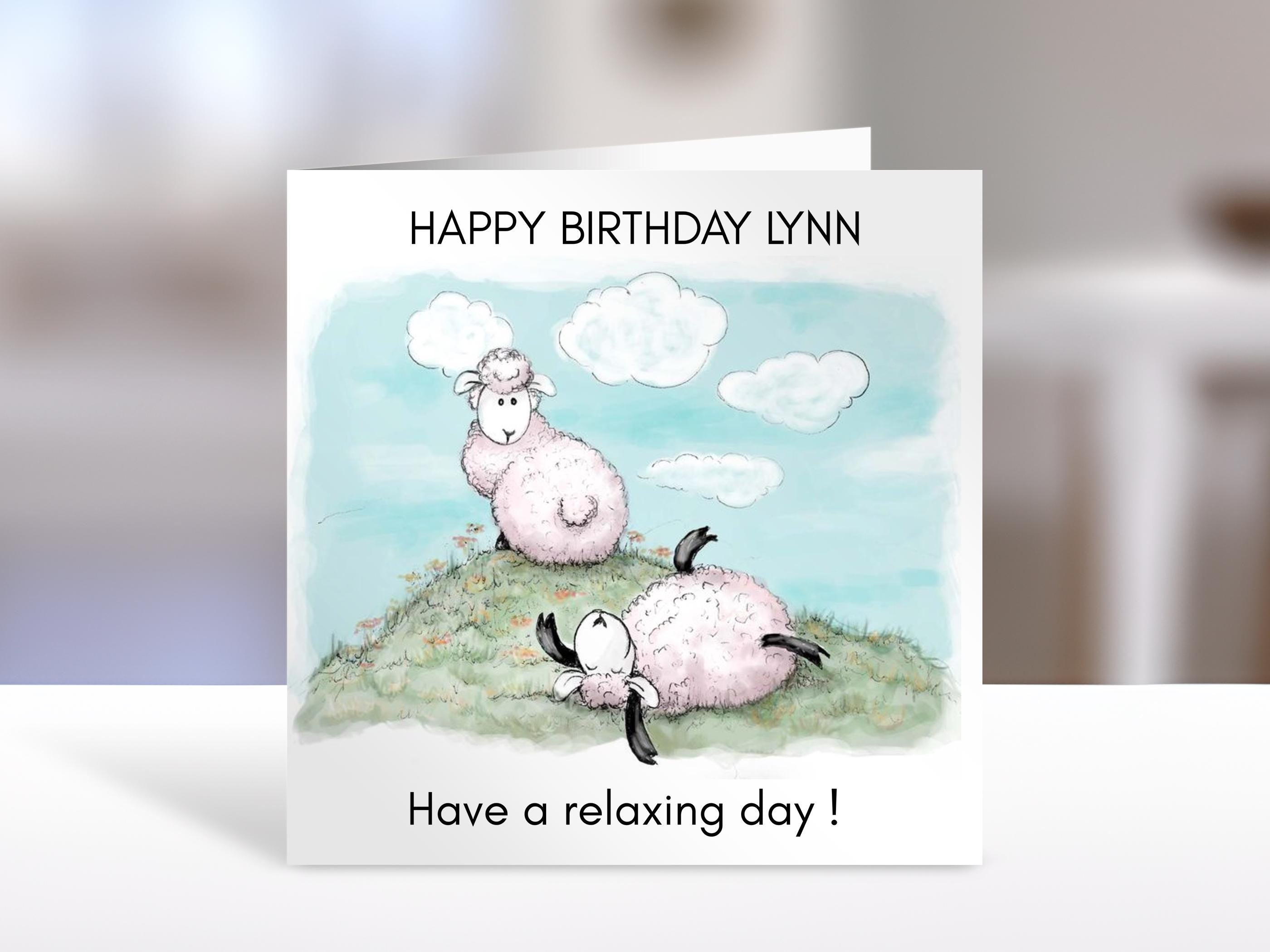 Funny Birthday Card, Relaxed Sheep Design for Friend Sister Niece Nephew Bestie – Humorous Greeting Card