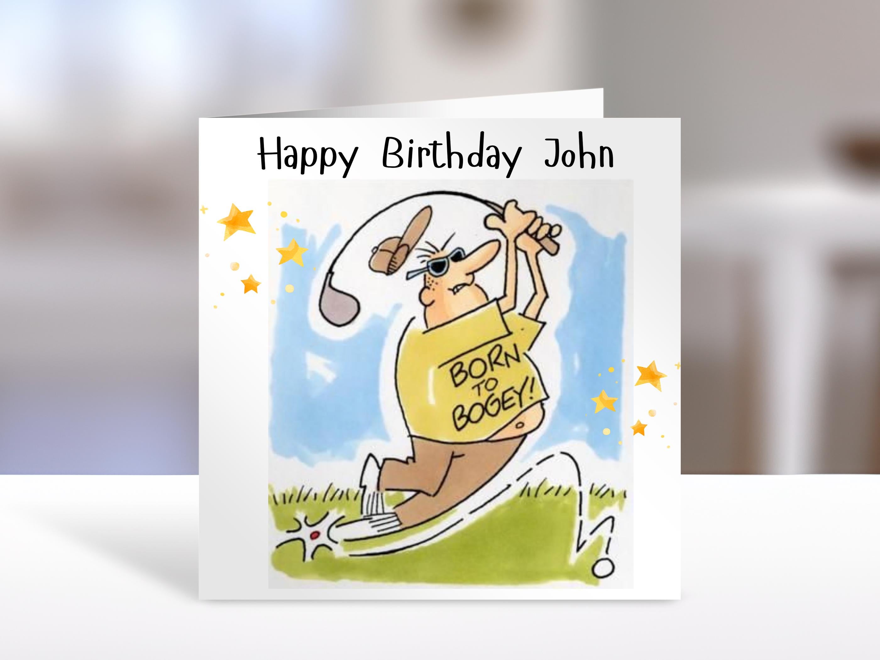 Golf birthday card, born to bogey | Home Gift | golf Cards | Personalised Family Gift | male golfer | humorous cards
