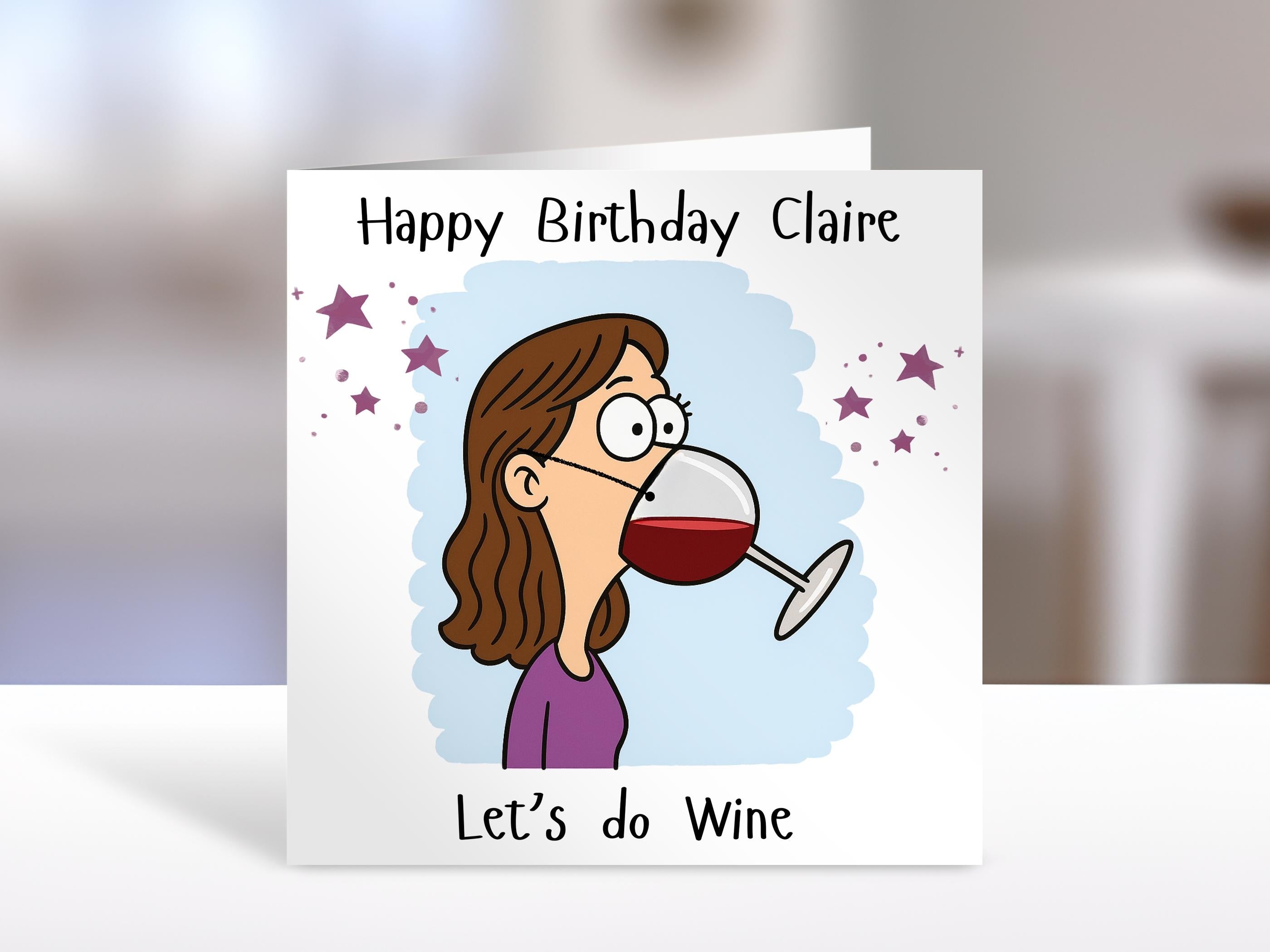Funny Birthday Card with Wine Glass – Humorous Greeting for Friend, Sister, Niece, Nephew & Bestie Celebration