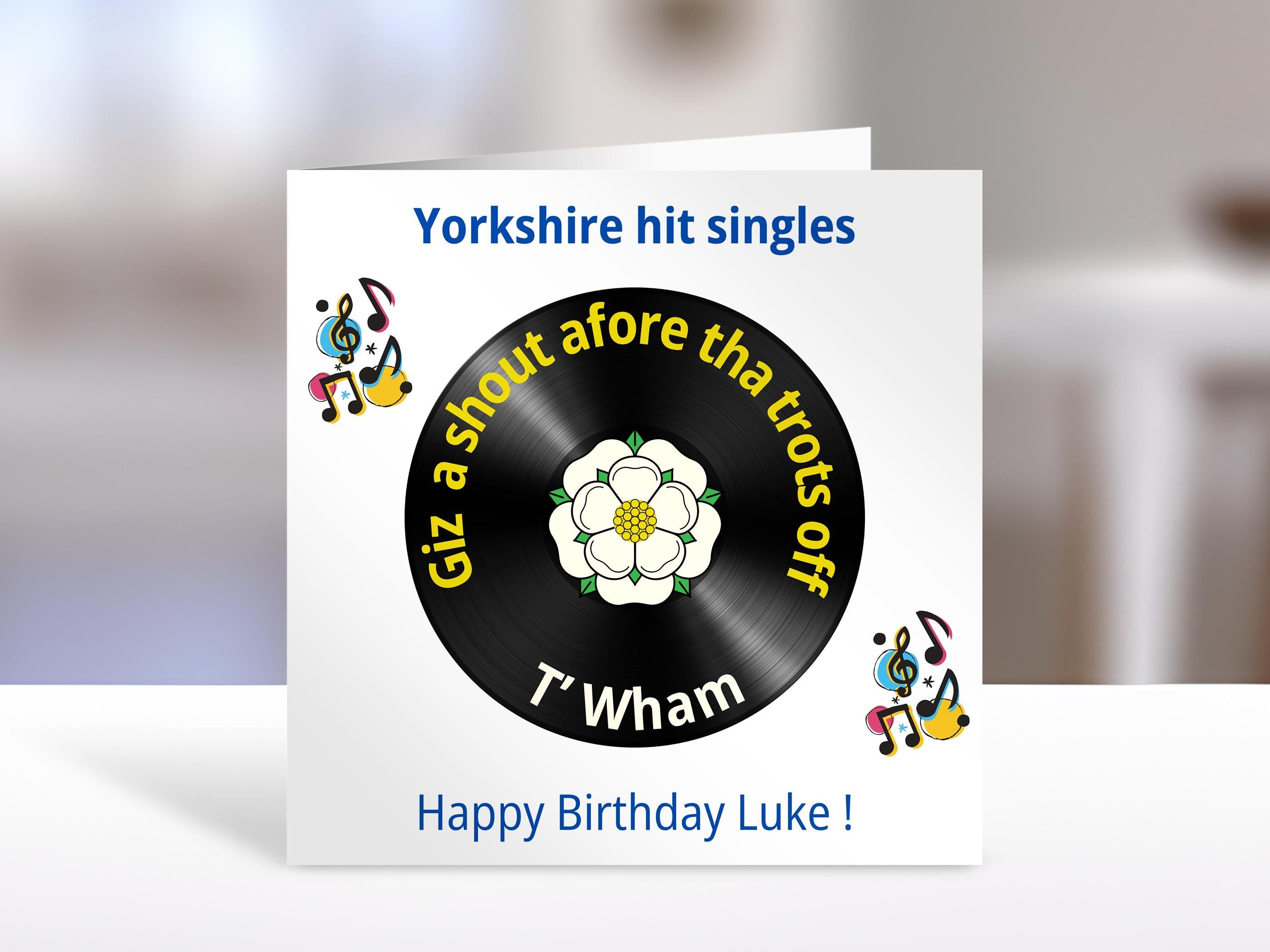 Yorkshire Lingo Birthday Card with 80s Hits – Retro 1980s Party Gift for Friends, Unique Cute Nostalgic Present