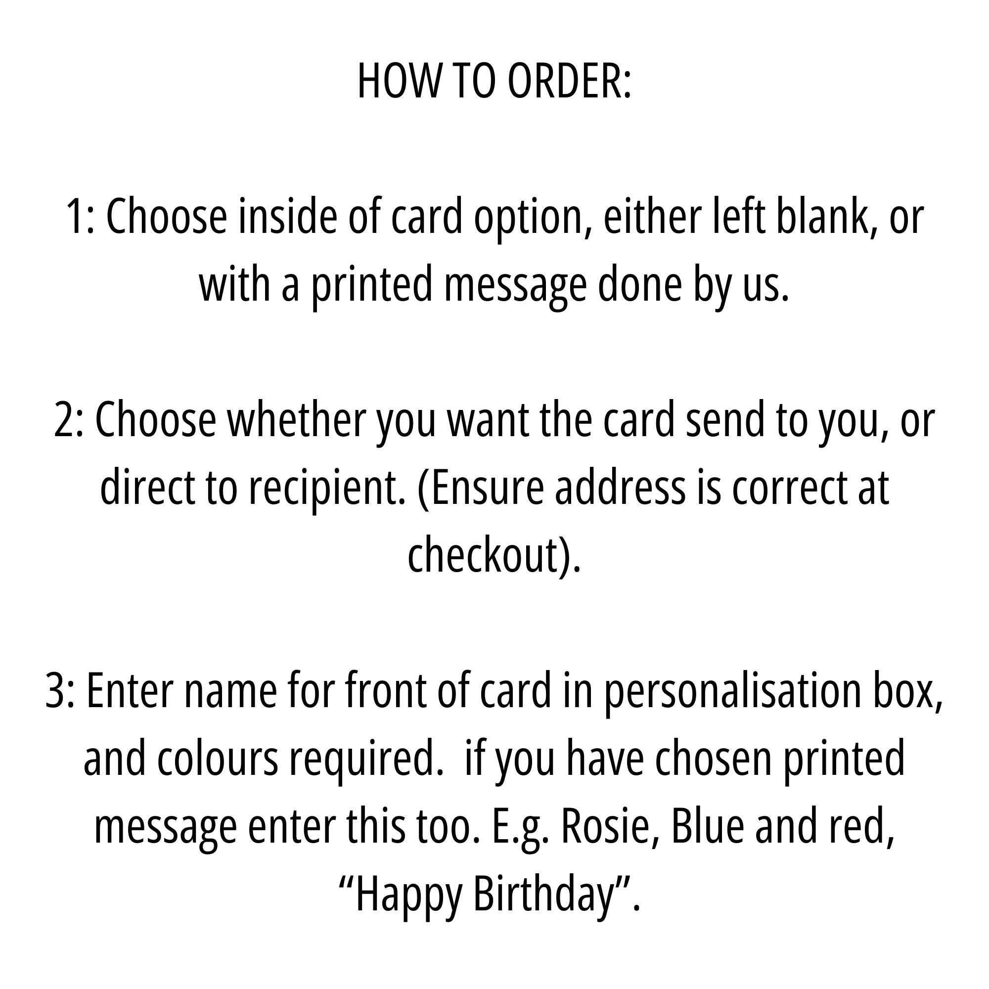 Prosecco Birthday Card | Custom name, word art style | Unique Gift for friends and family