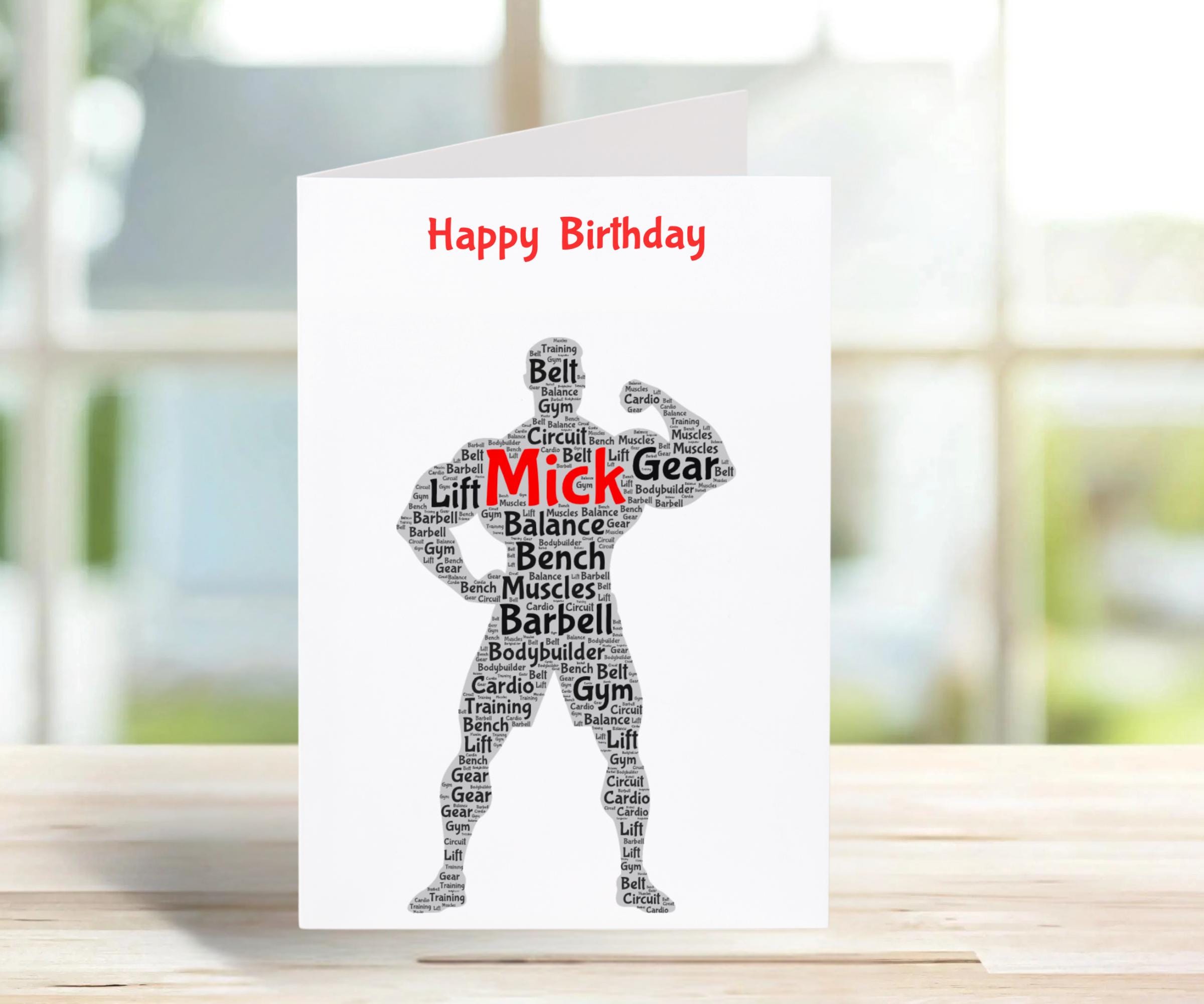 Bodybuilding Birthday Card | Custom Muscleman Gym Lover Handmade Fitness Card | Unique Gift for Bodybuilders & Fitness Family