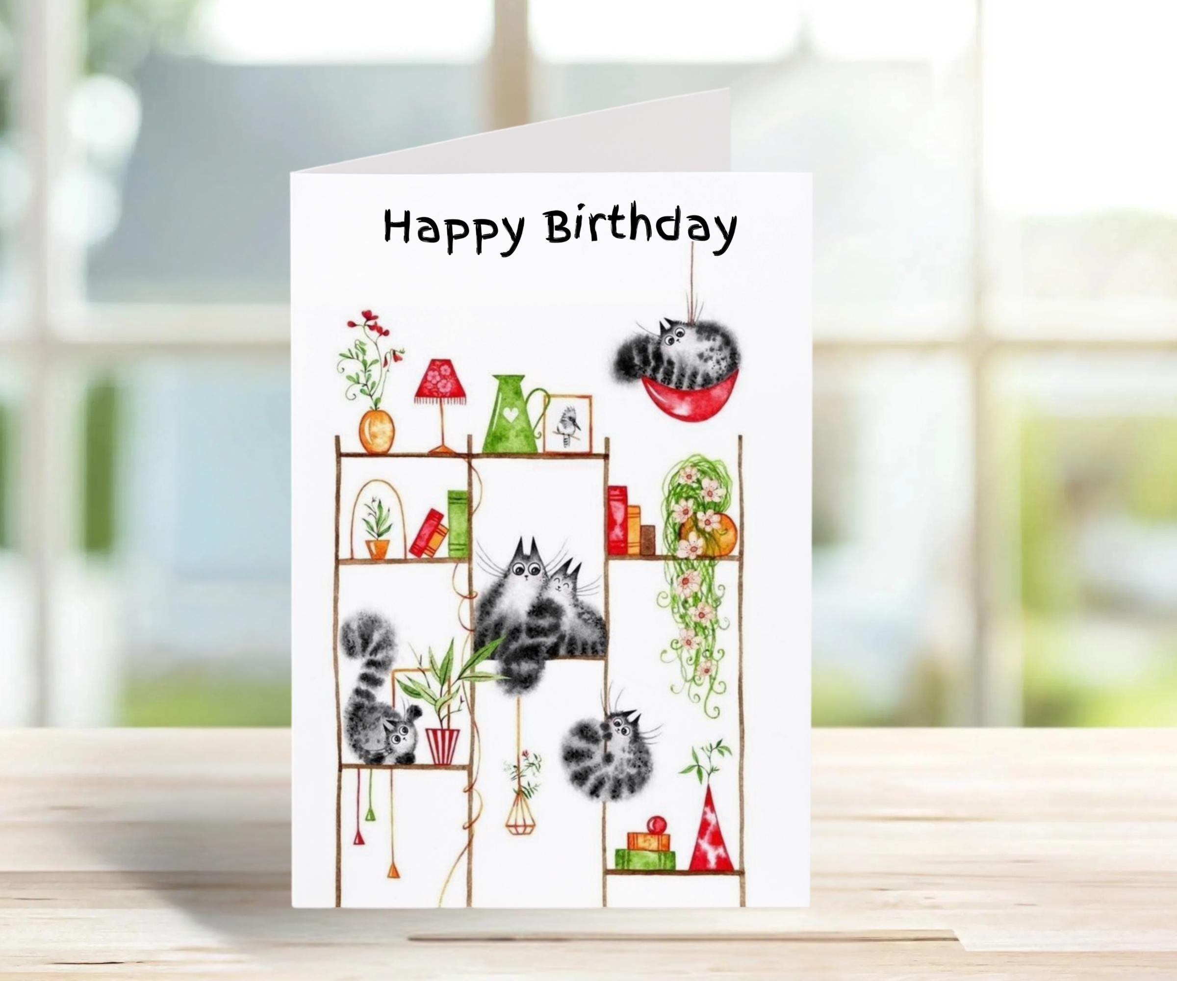 Birthday Card cat lover design, personalised | Cute Greeting Cards | Birthday Gift Idea for friends, humorous cards