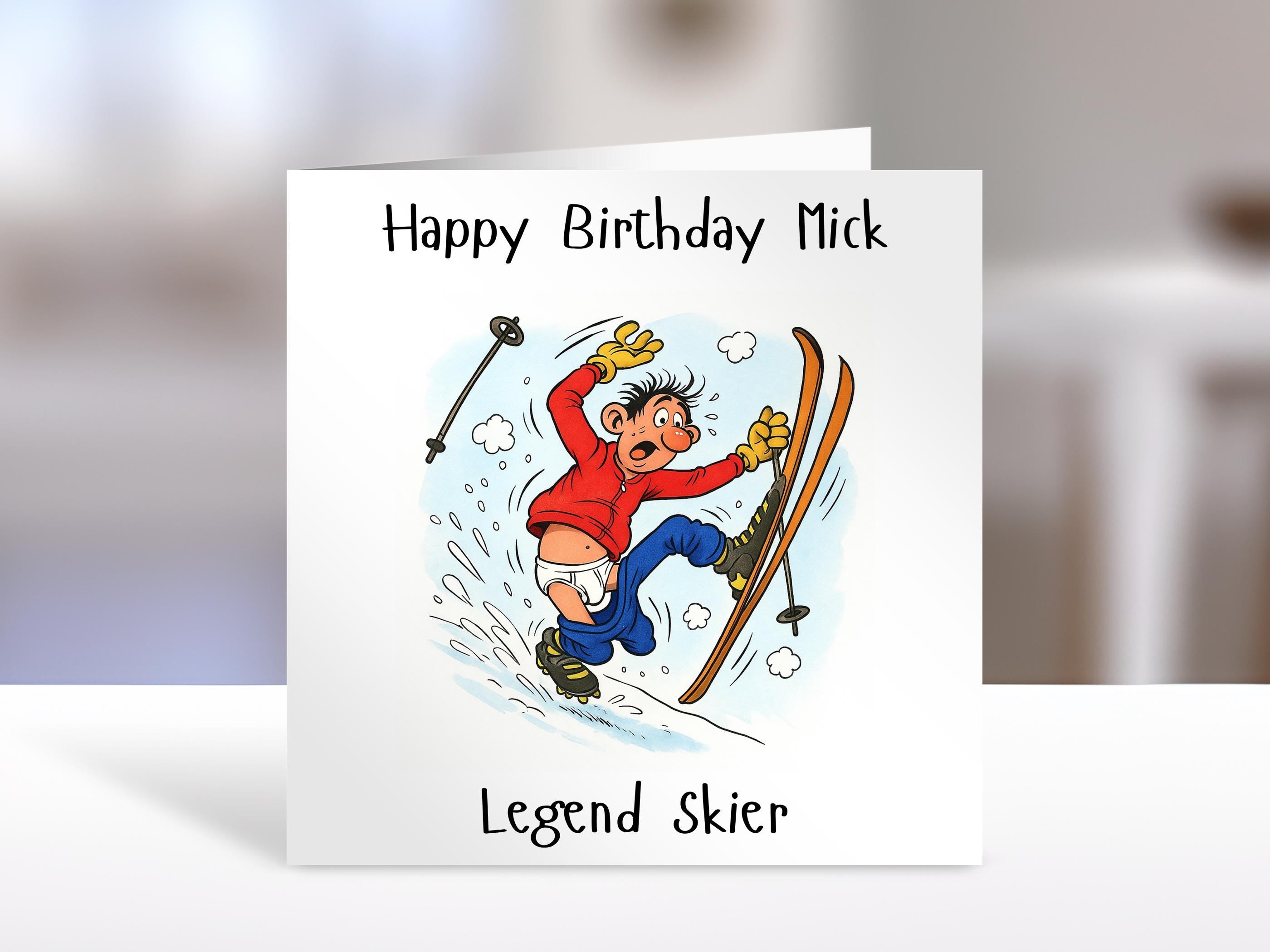 Personalised Skier birthday card, legend | Home Gift | skiing Cards | Personalised Family Gift | humorous card