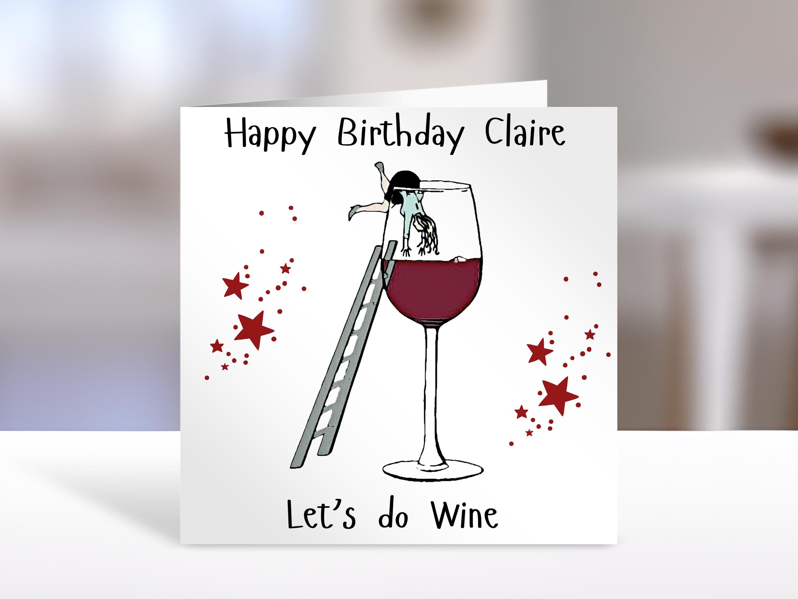 Personalised wine Birthday Card with ladder, Humorous Design | Customisable Family Gift | wine card | Funny Cards