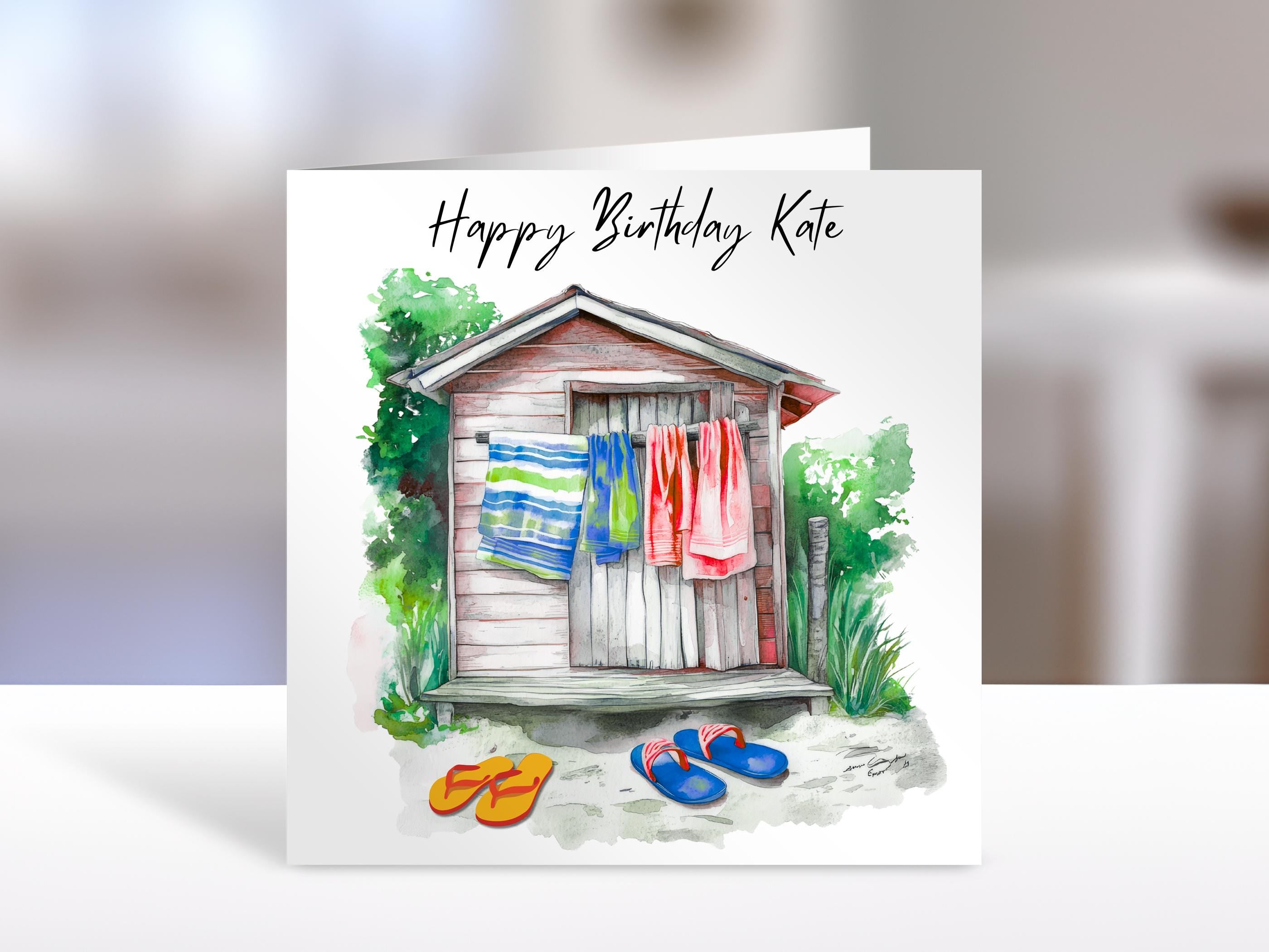 Birthday Card - Beach hut design | Cute Greeting Cards | Birthday Gift Idea for friends, personalised, traditional card