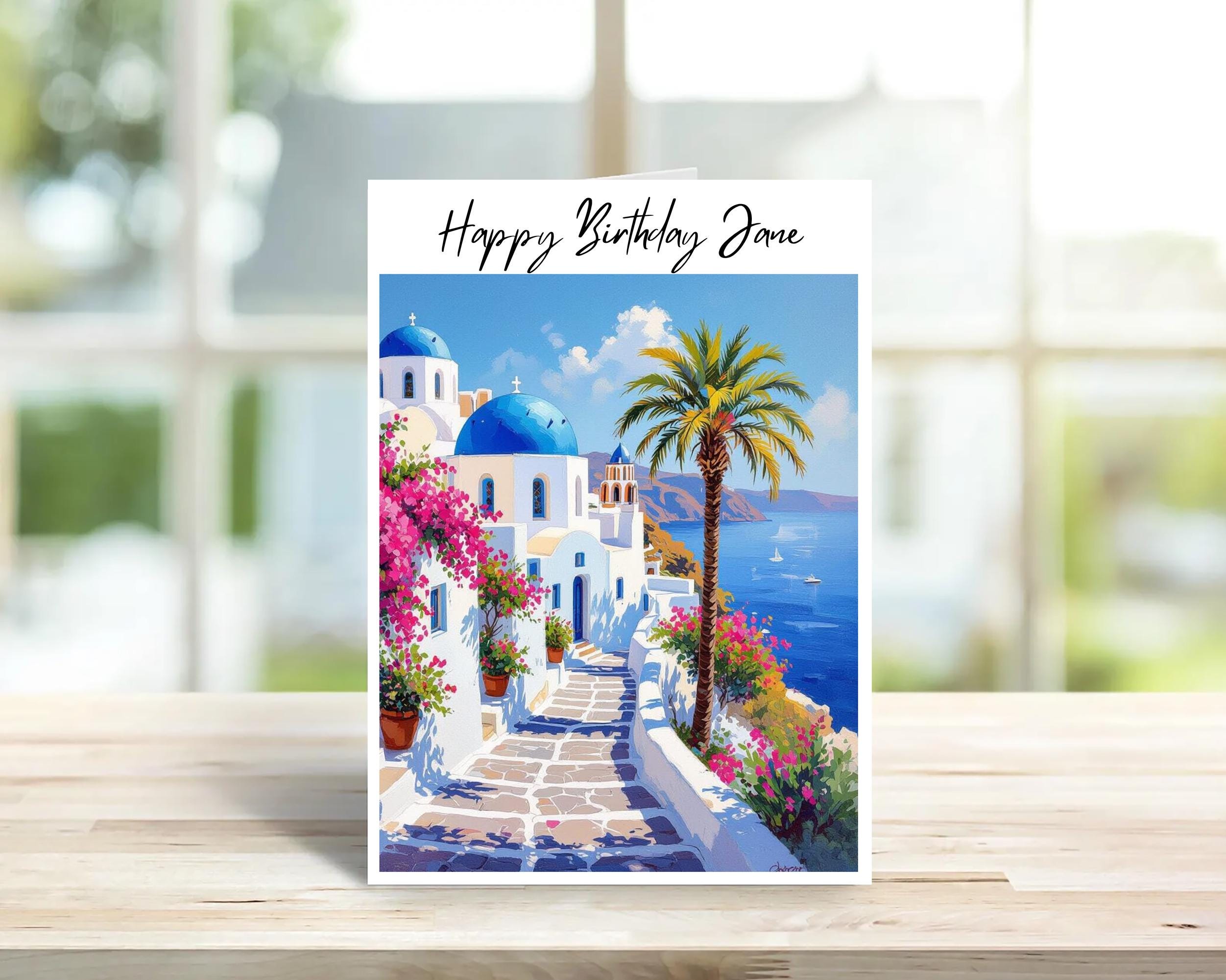 Greece Birthday Card -Traditional | Cute Greeting Cards | Birthday Gift Idea for friends, town and city cards, Greek Islands