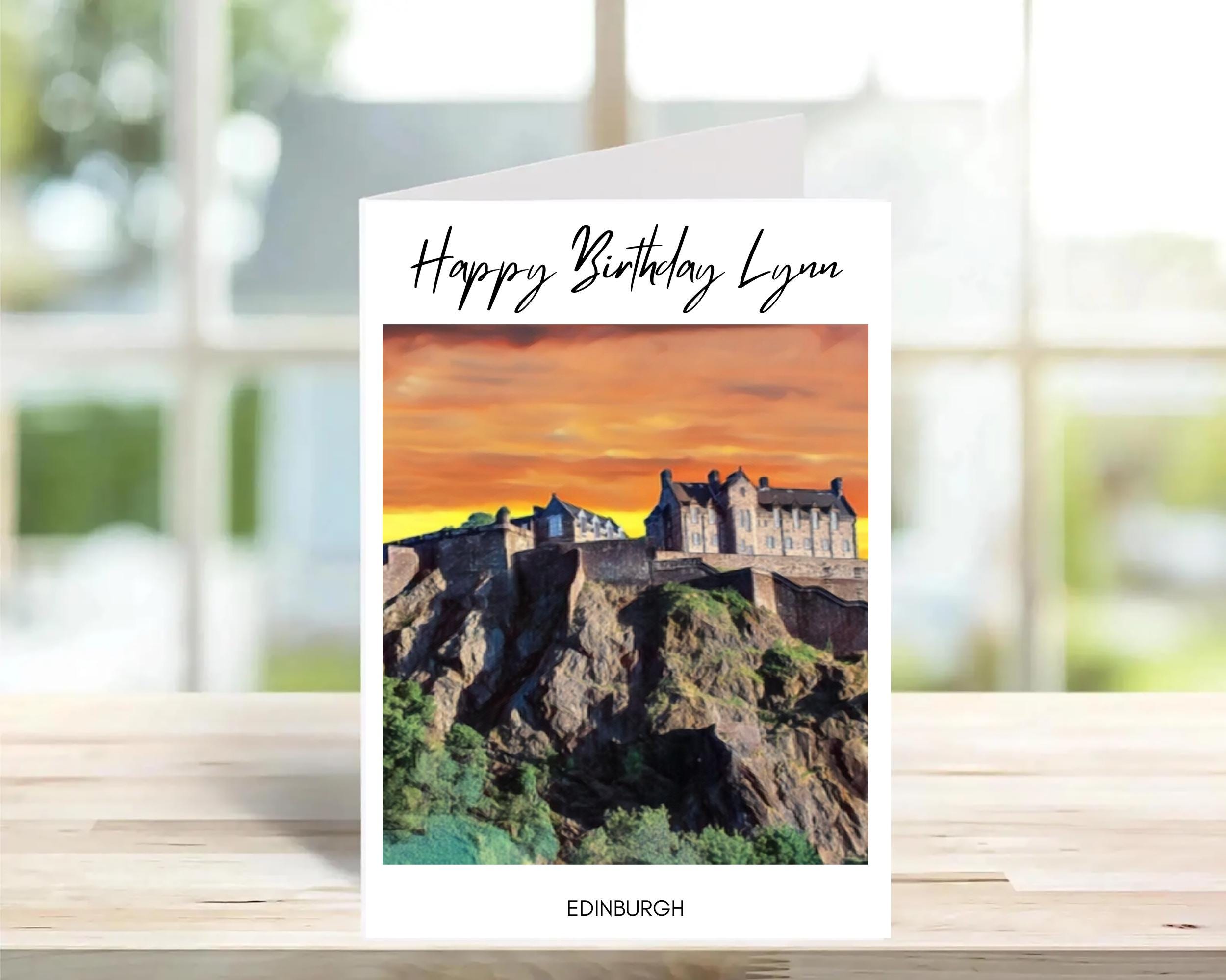 Edinburgh personalised Birthday Card -Traditional, sketch | Cute Greeting Cards | Birthday Gift Idea for friends, town and city cards.
