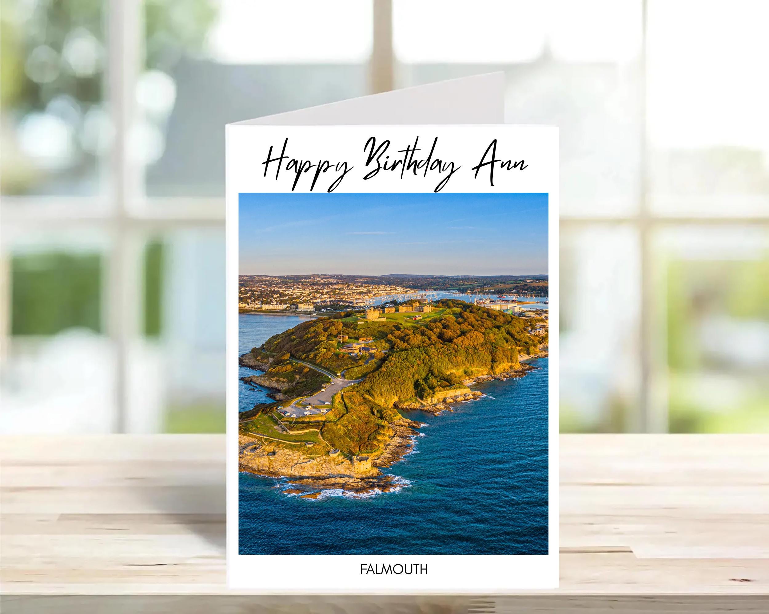 Falmouth personalised Birthday Card -Traditional, sketch | Cute Greeting Cards | Birthday Gift Idea for friends, town and city cards.
