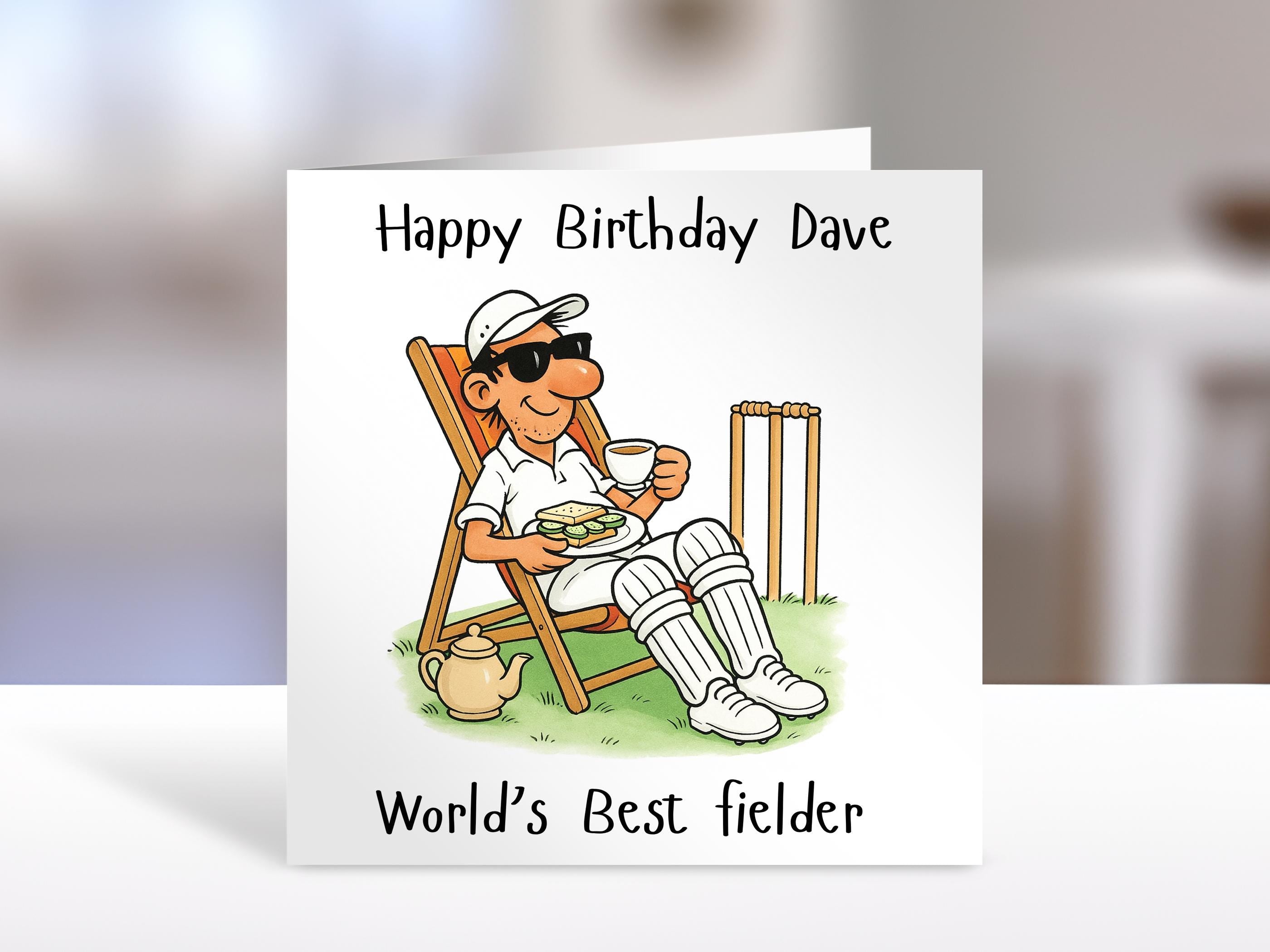 Birthday Card -cricket fielder, Humorous Custom Gift for Family, Funny cricket Cards for Men & Women