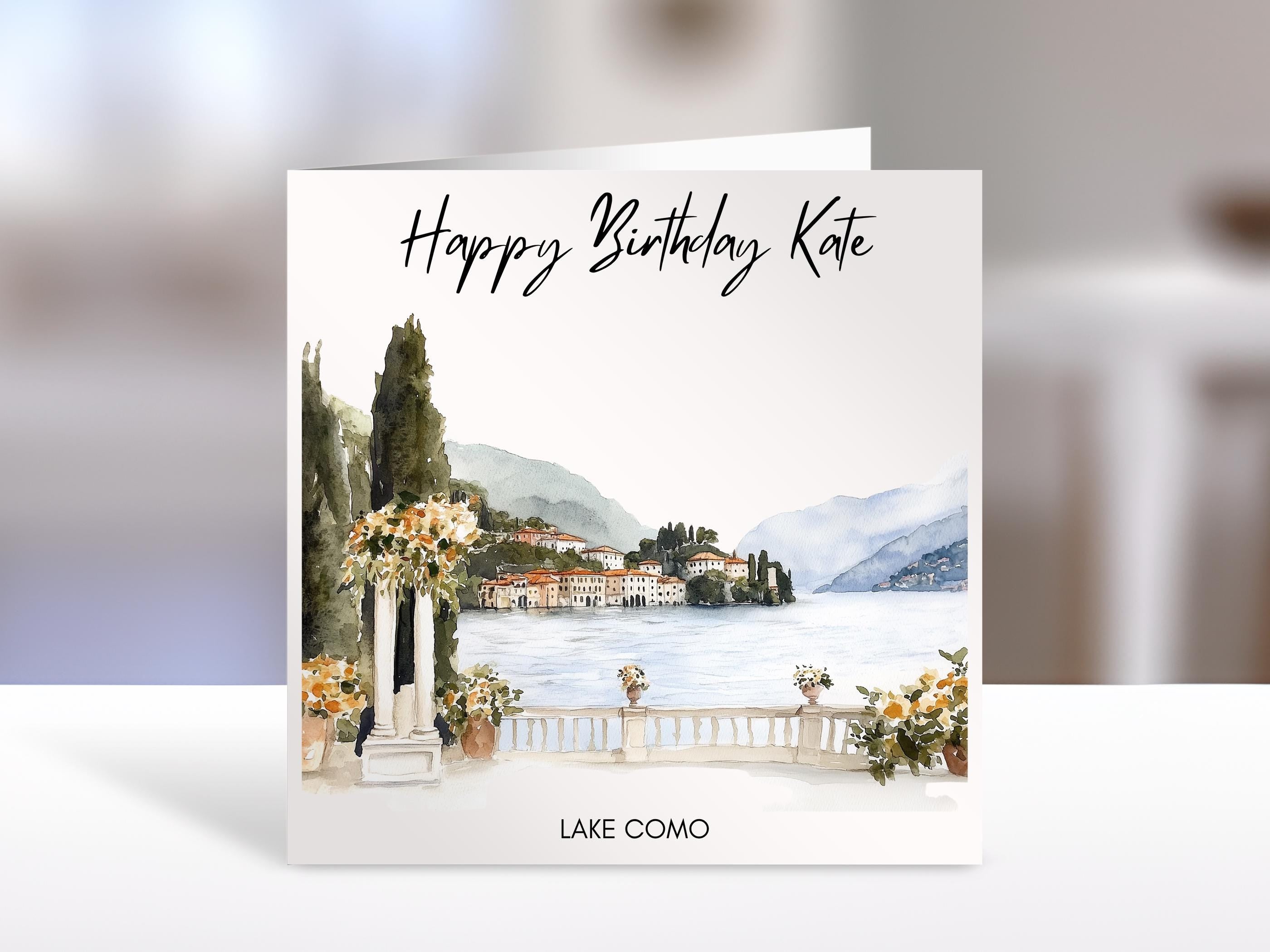 Lake Como birthday card | traditional city greeting Cards | personalised card for friends, family, travel lovers