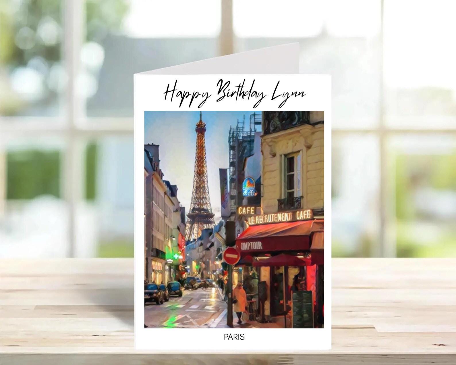 Paris Birthday Card -Traditional, sketch | Cute Greeting Cards | Birthday Gift Idea for friends, town and city cards.