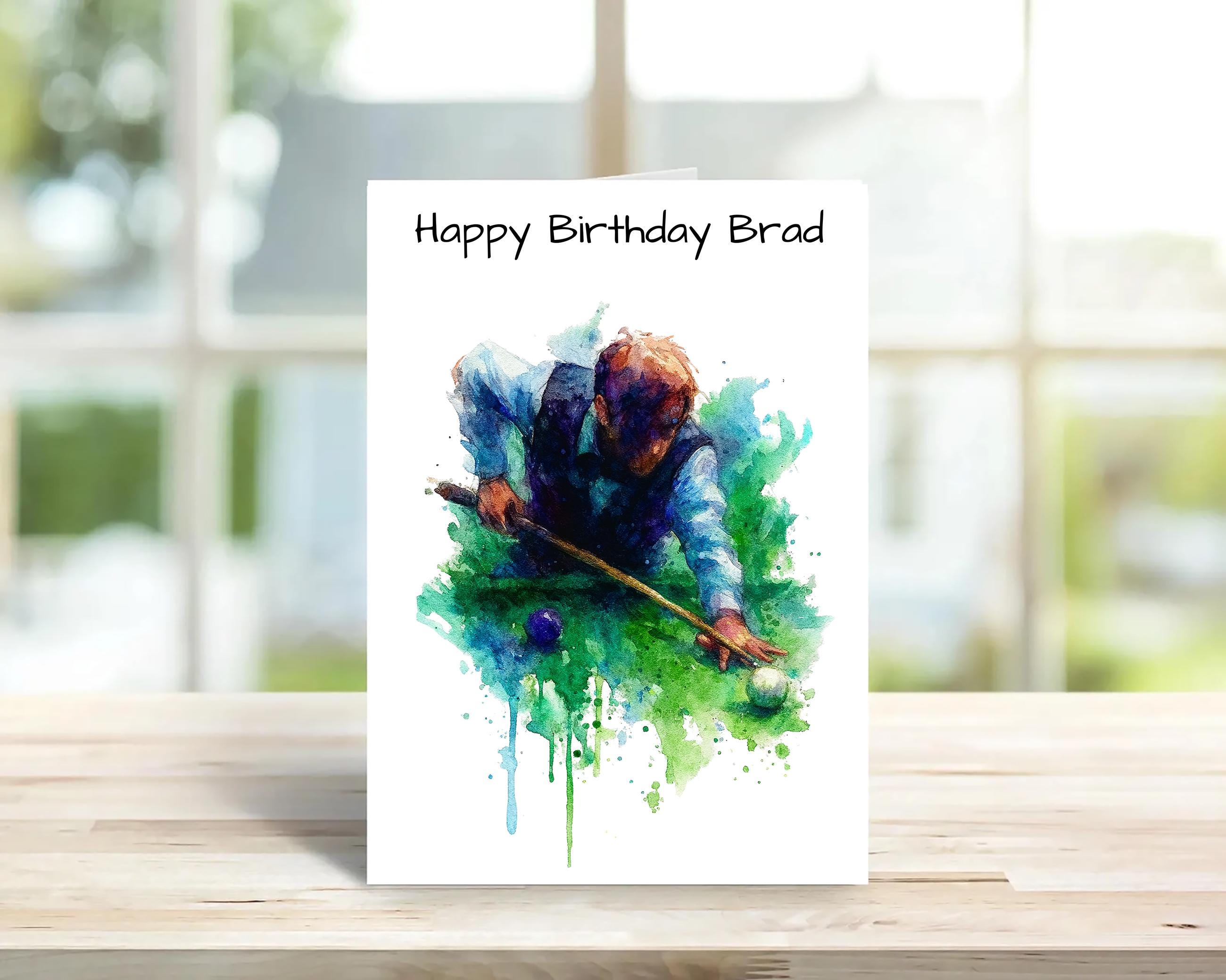 Personalised snooker birthday card, watercolour | Home Gift |snooker Cards | Personalised Family Gift | Family Illustration