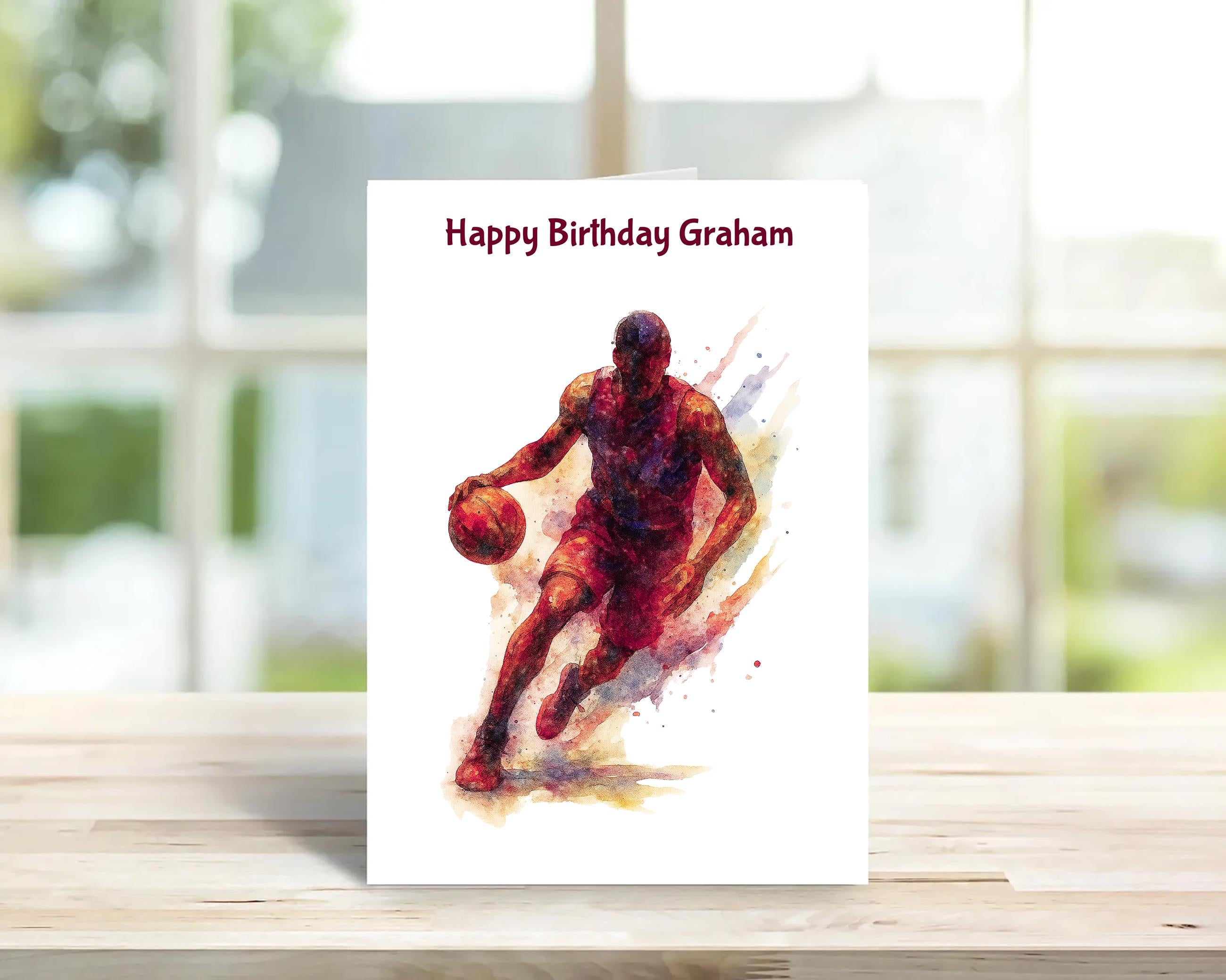 Personalised basketball birthday card, watercolour | Home Gift |basketball Cards | Personalised Family Gift | Family Illustration