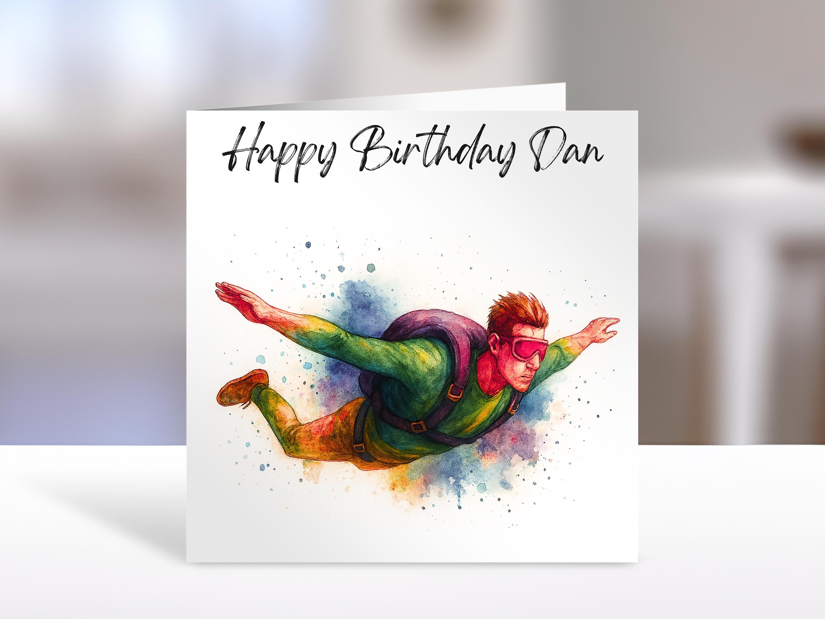 Personalised Skydiver birthday card| Home Gift | skydiving Cards | Personalised Family Gift
