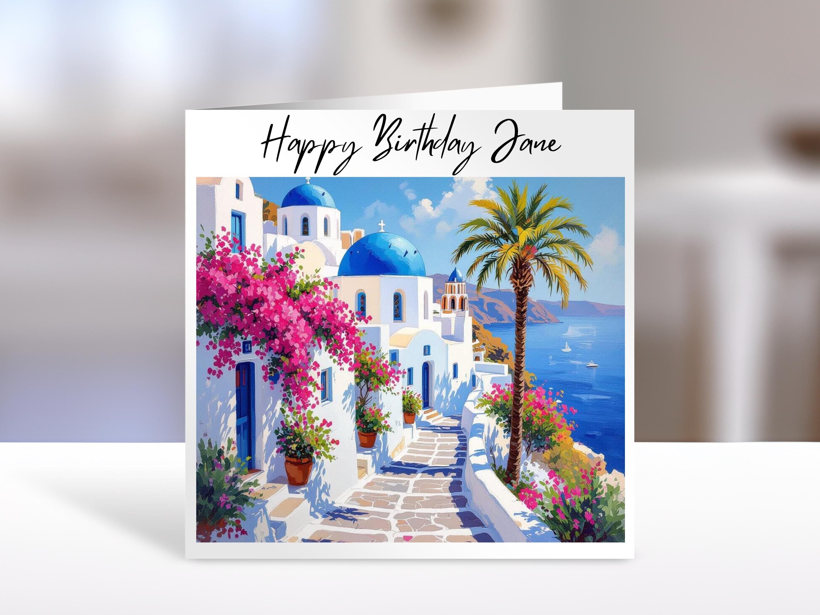 Personalised birthday card, Greece sketch | greeting Cards | birthday card for friend, sister, niece, nephew, bestie or family
