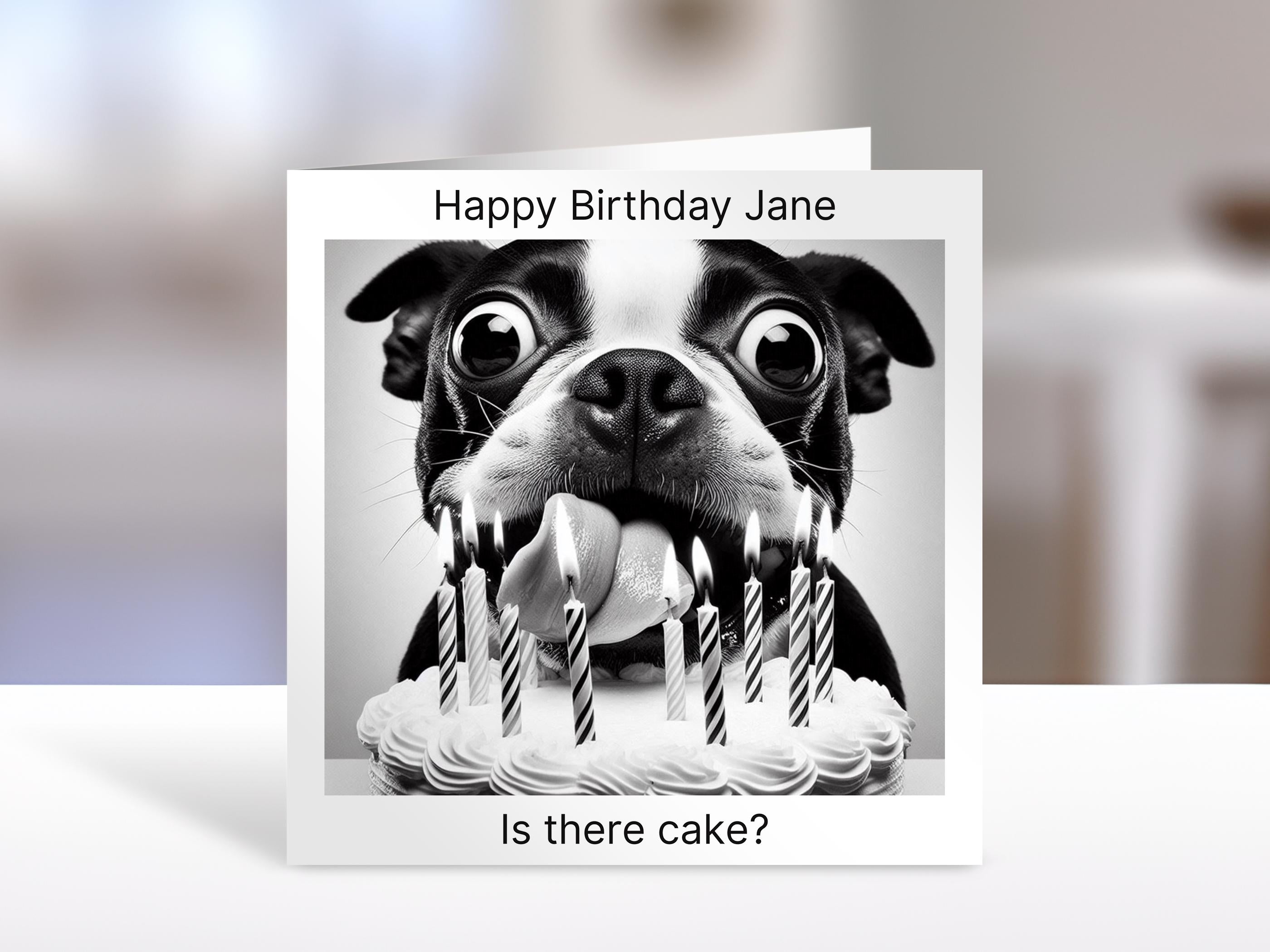 Boston Terrier Birthday card drink | humorous greeting Cards | personalised card for friends, family, dog lovers