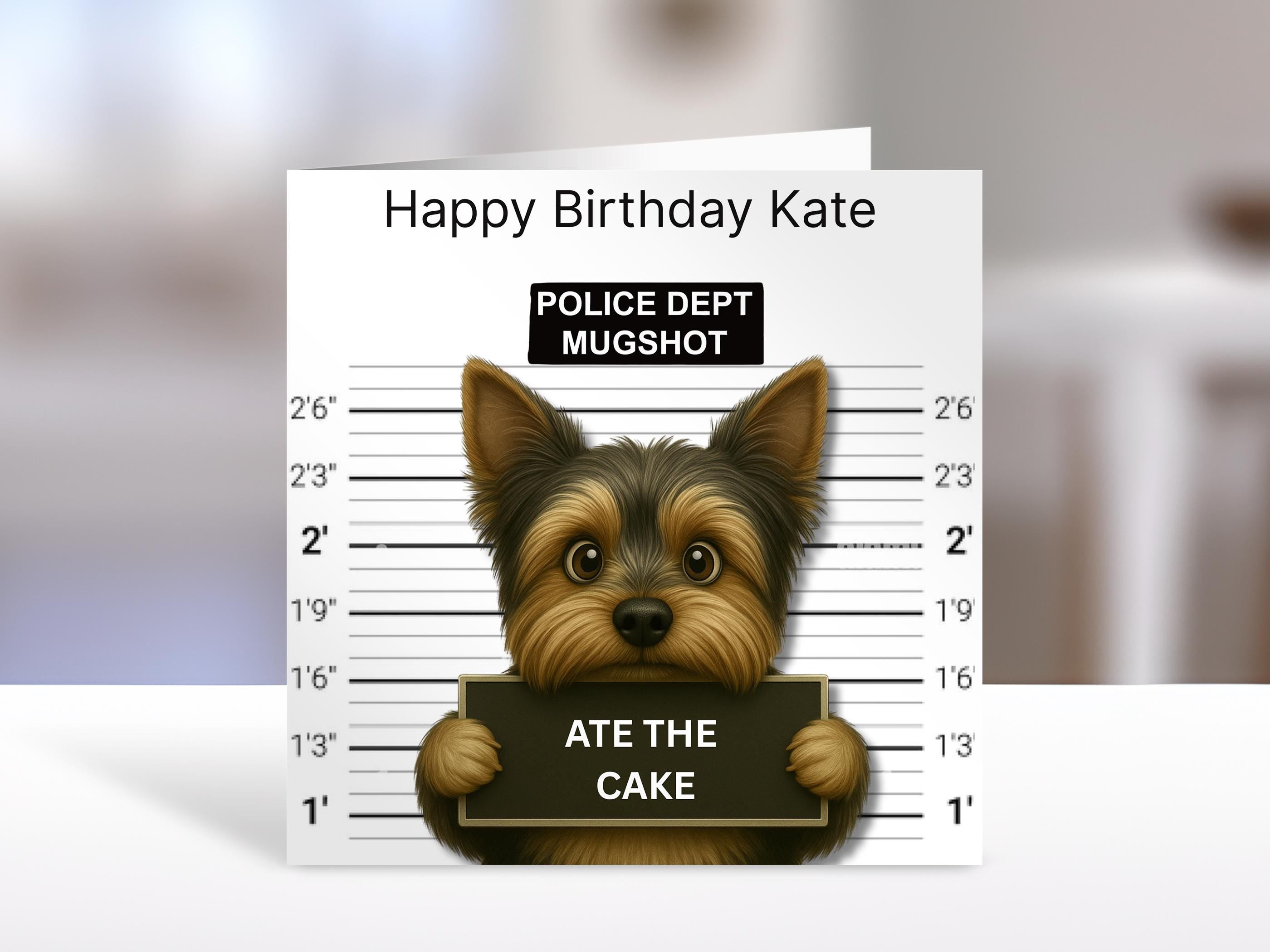 Yorkshire Terrier Birthday card, mugshot| humorous greeting Cards | personalised card for friends, family, dog lovers