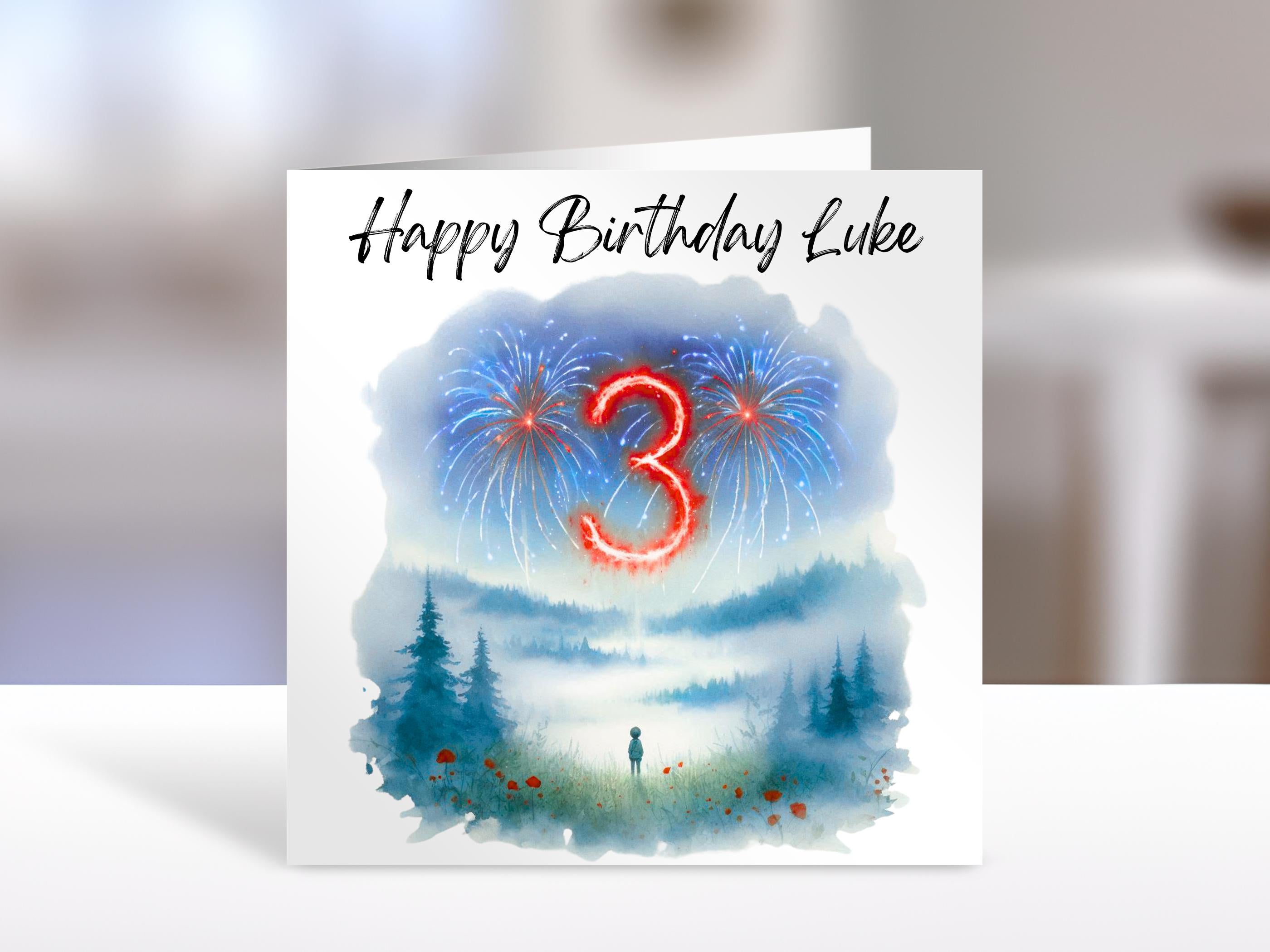 Firework Birthday Card with Age | Personalised Kids Greeting Card for Any Age, boy or girl Gift