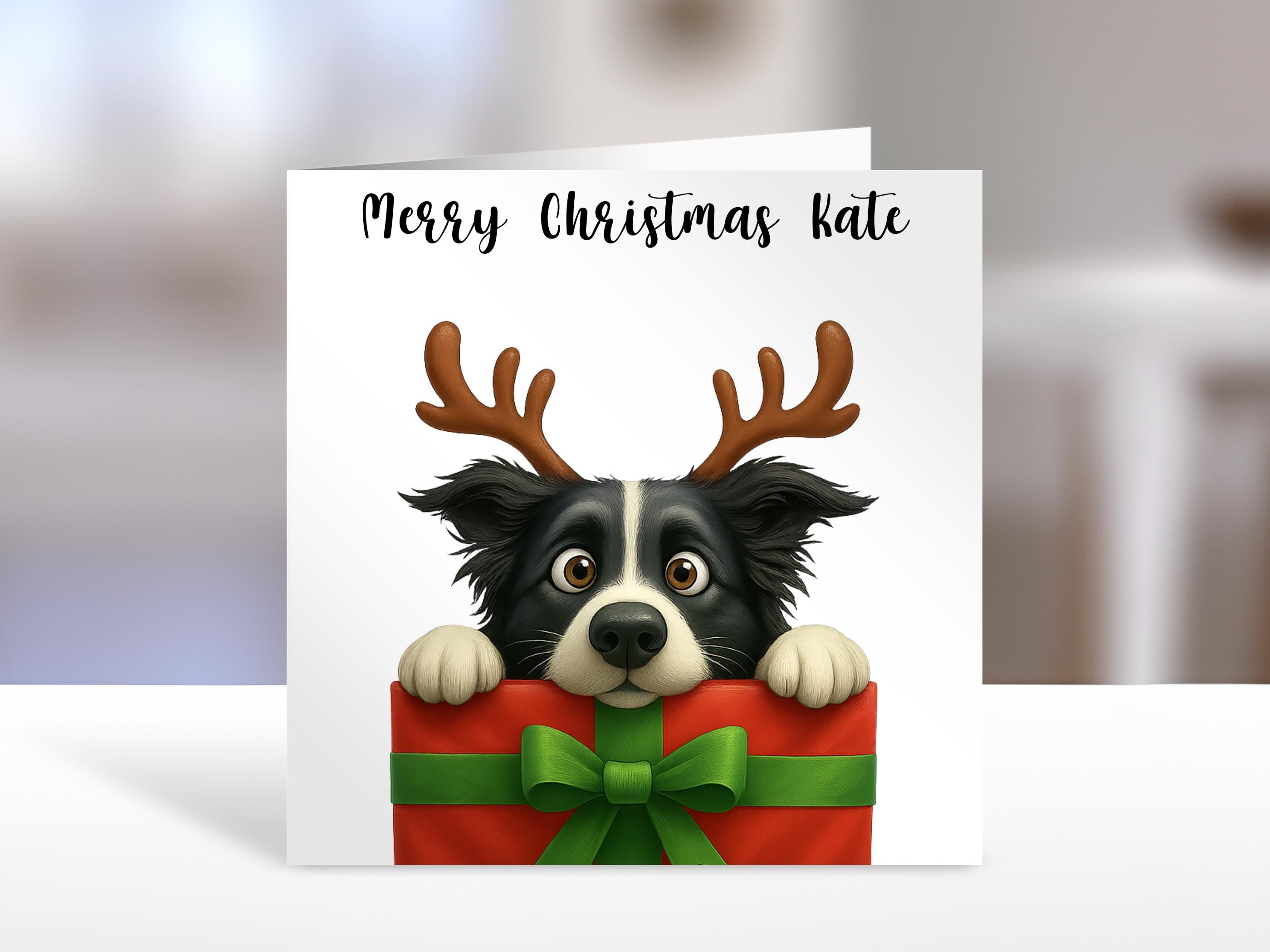 Border Collie Christmas Card with Festive Dog Holiday Greeting for Dog Lovers, Cute Seasonal Pet Xmas Card, Winter Holiday Stationery