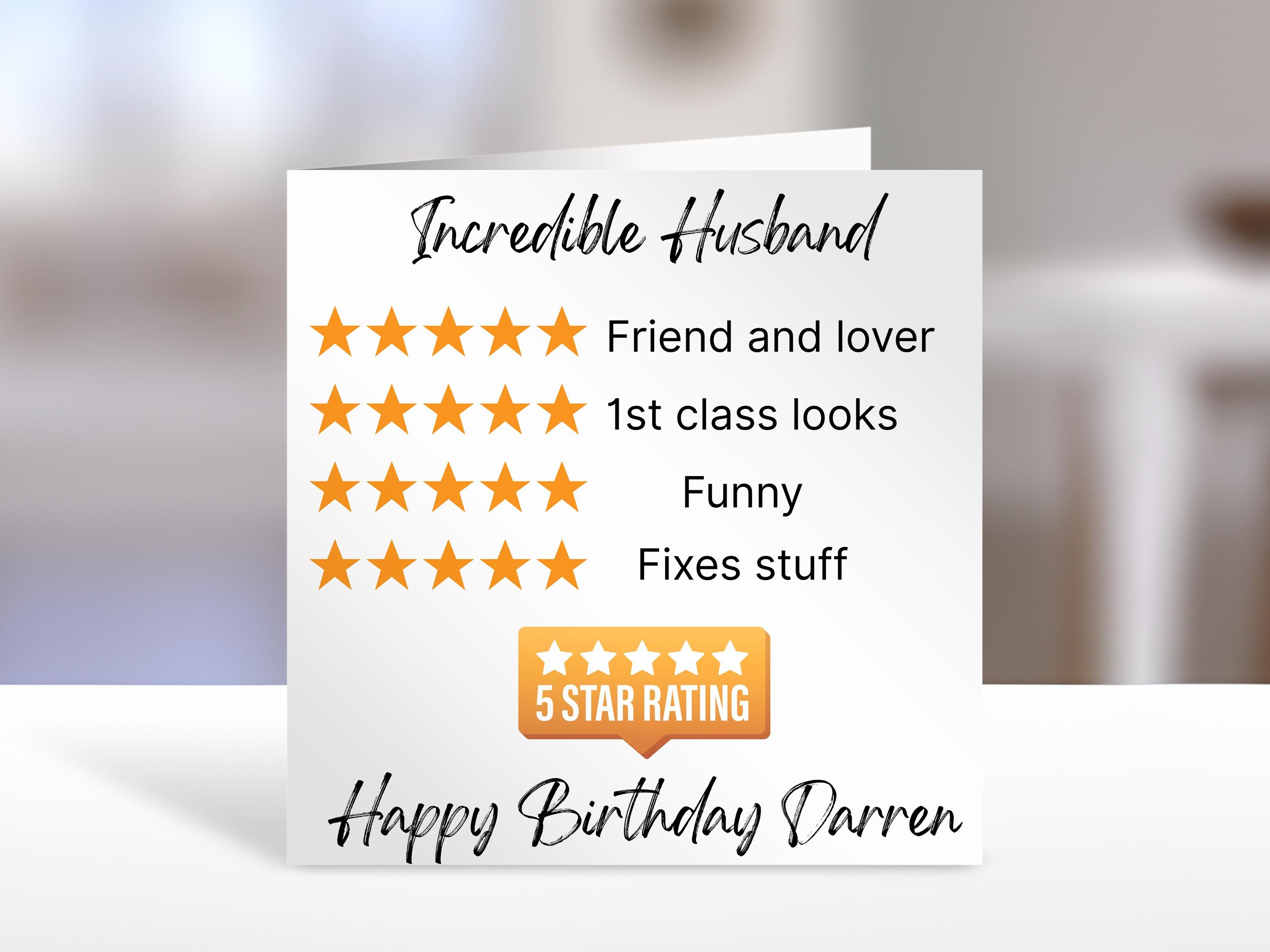 Personalised husband Birthday card | humorous greeting Cards | card for husband, partner, family