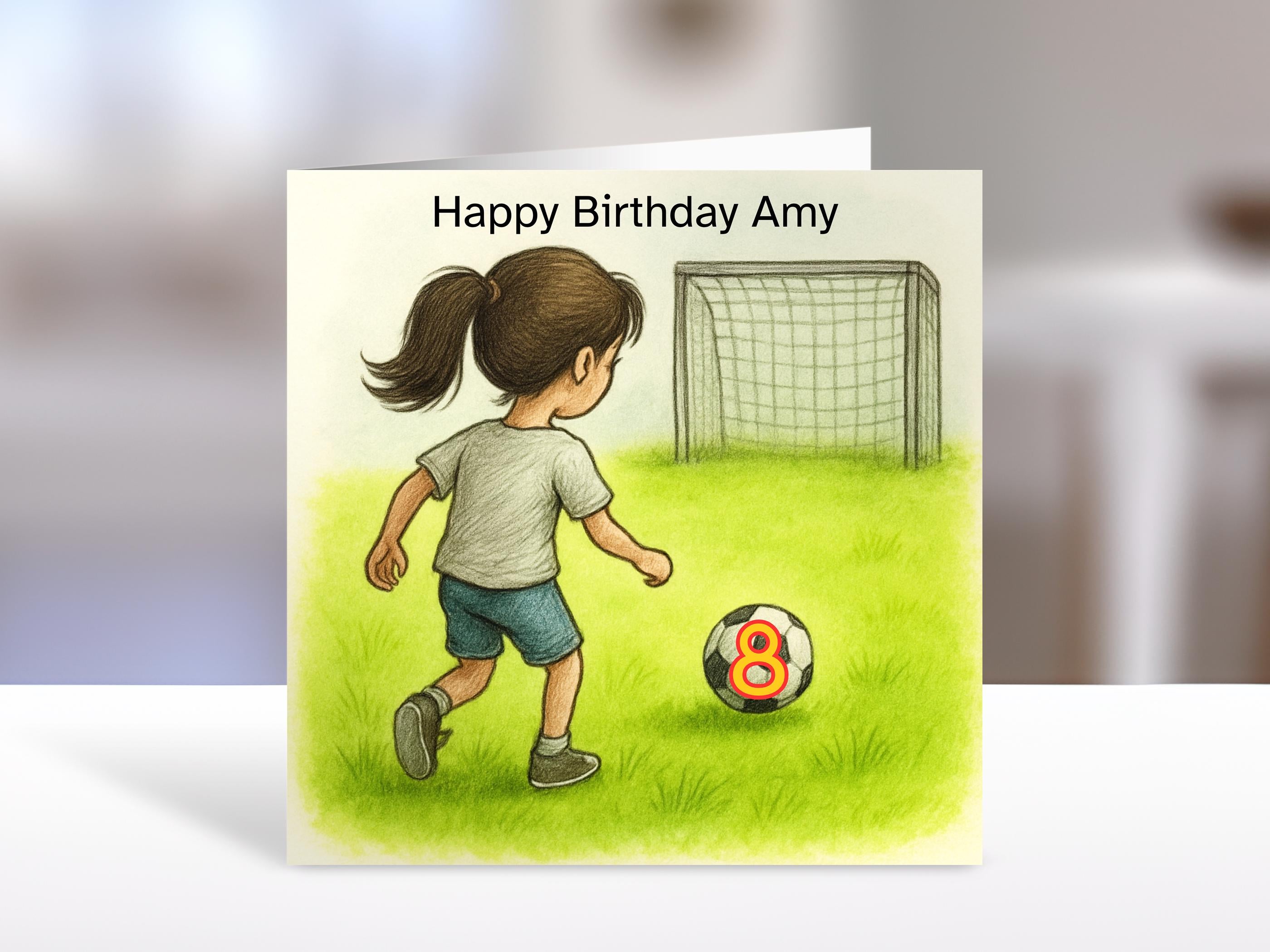 Soccer Birthday Card with age | Personalised Kids Greeting Card for Any Age, boy or girl football