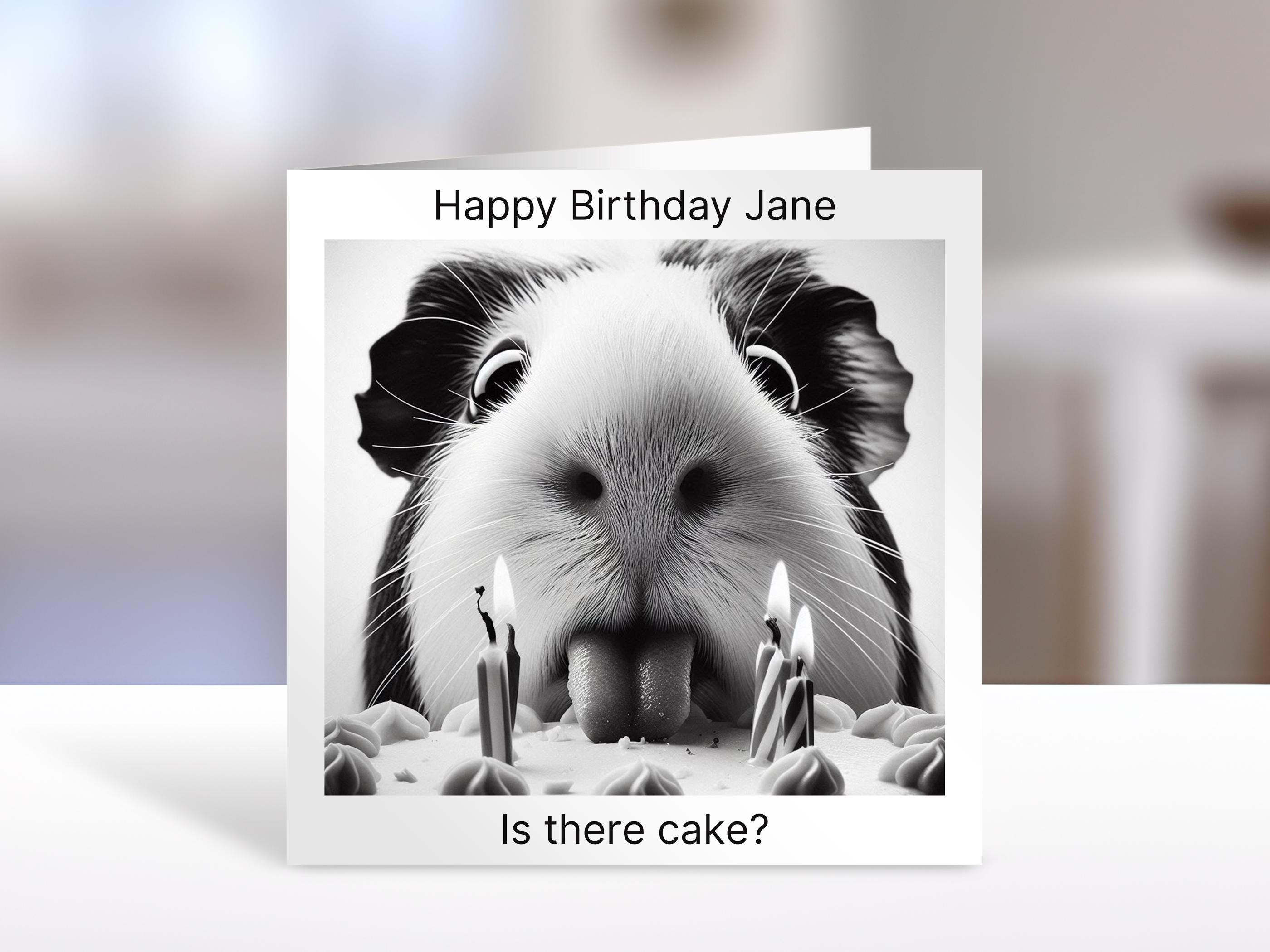 Guinea pig birthday card, is there cake? | birthday card for friend, sister, niece, nephew, bestie or family