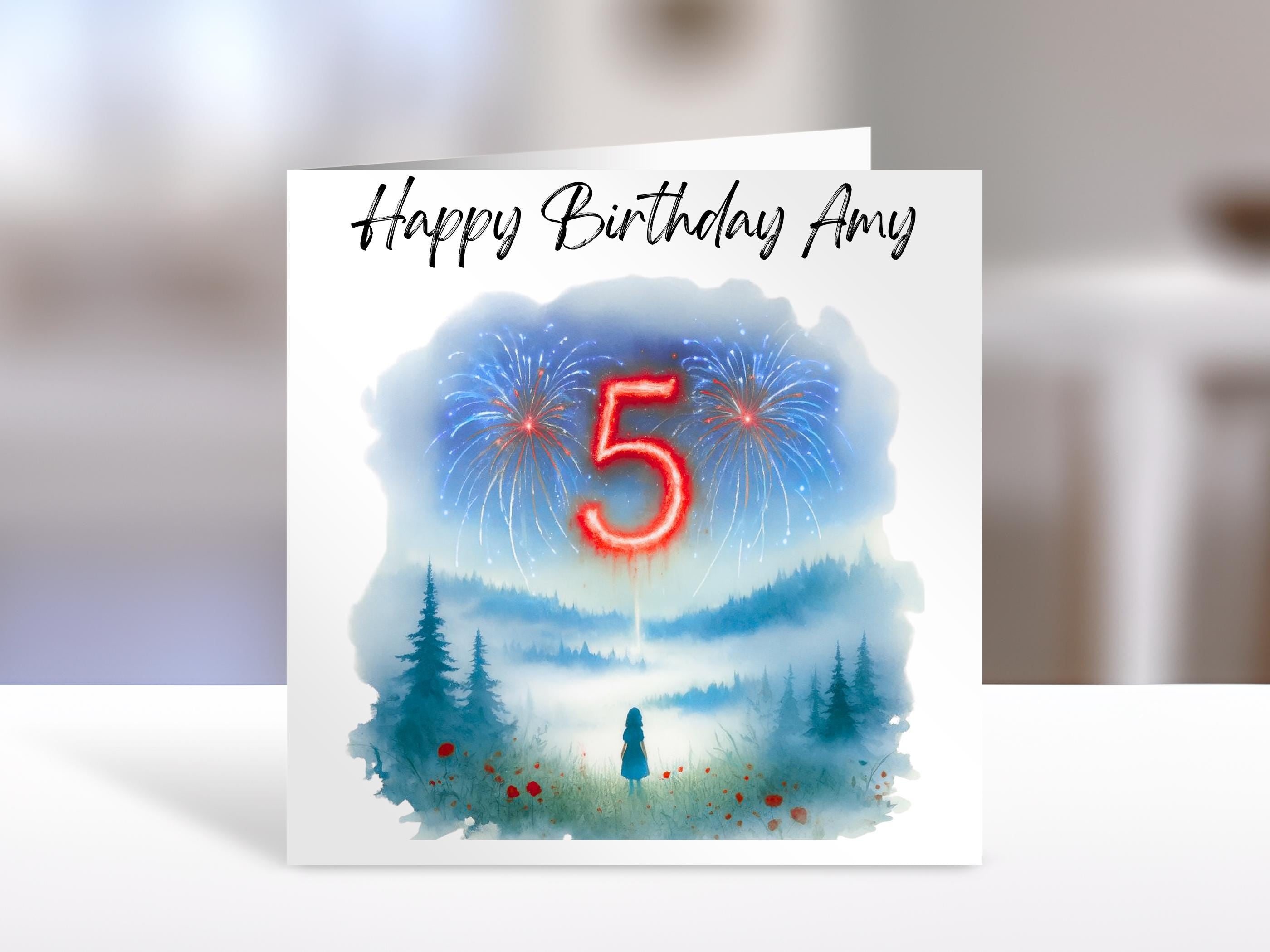 Firework Birthday Card with Age | Personalised Kids Greeting Card for Any Age, boy or girl Gift