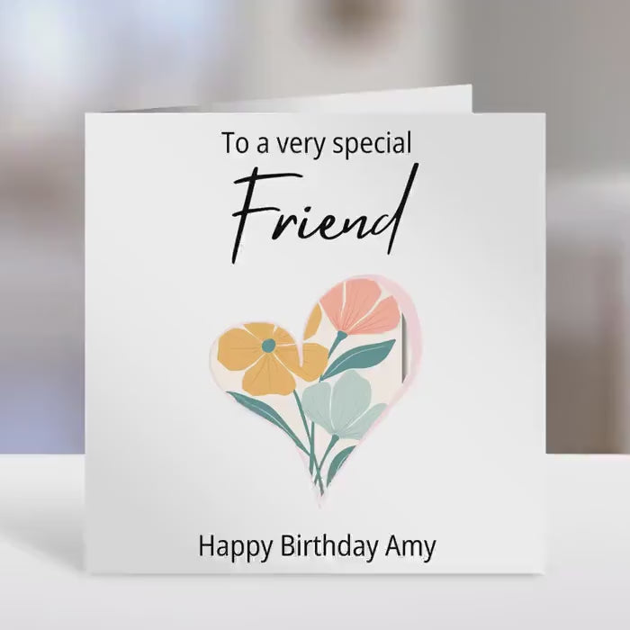 Friend Personalised birthday card,  heart design