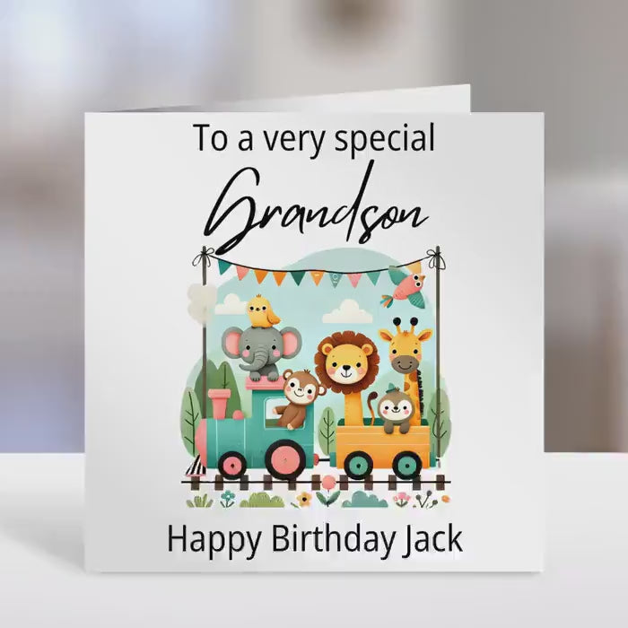 Grandson birthday card, jungle design