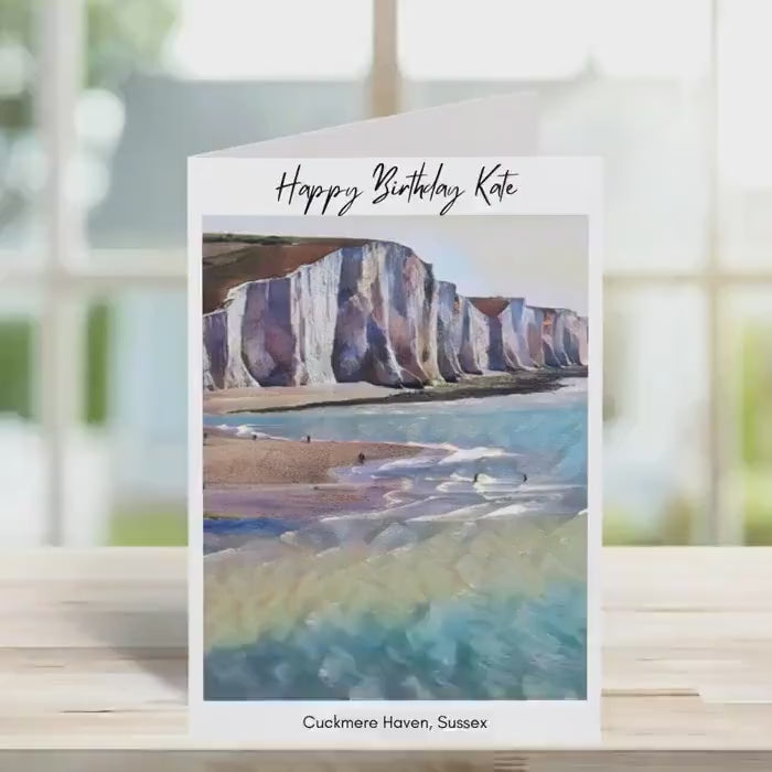 Cuckmere Haven Birthday Card -Traditional, sketch