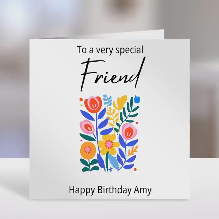 Friend Personalised birthday card,  colours design