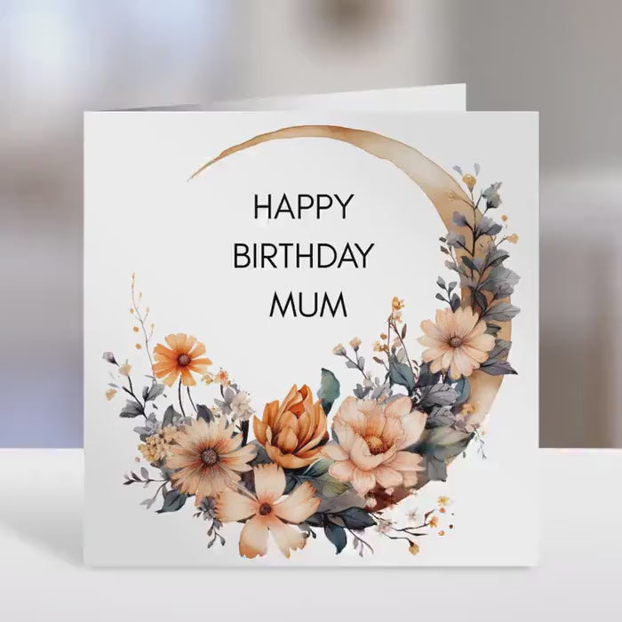 Birthday Card Friend Birthday Moon Crescent Flowers Design Personalized Greeting Card Gift for Friend Mum Grandma